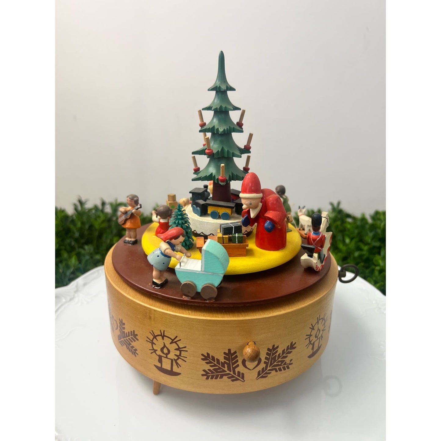 Rare vintage German wooden Christmas music box/ Handmade German music box