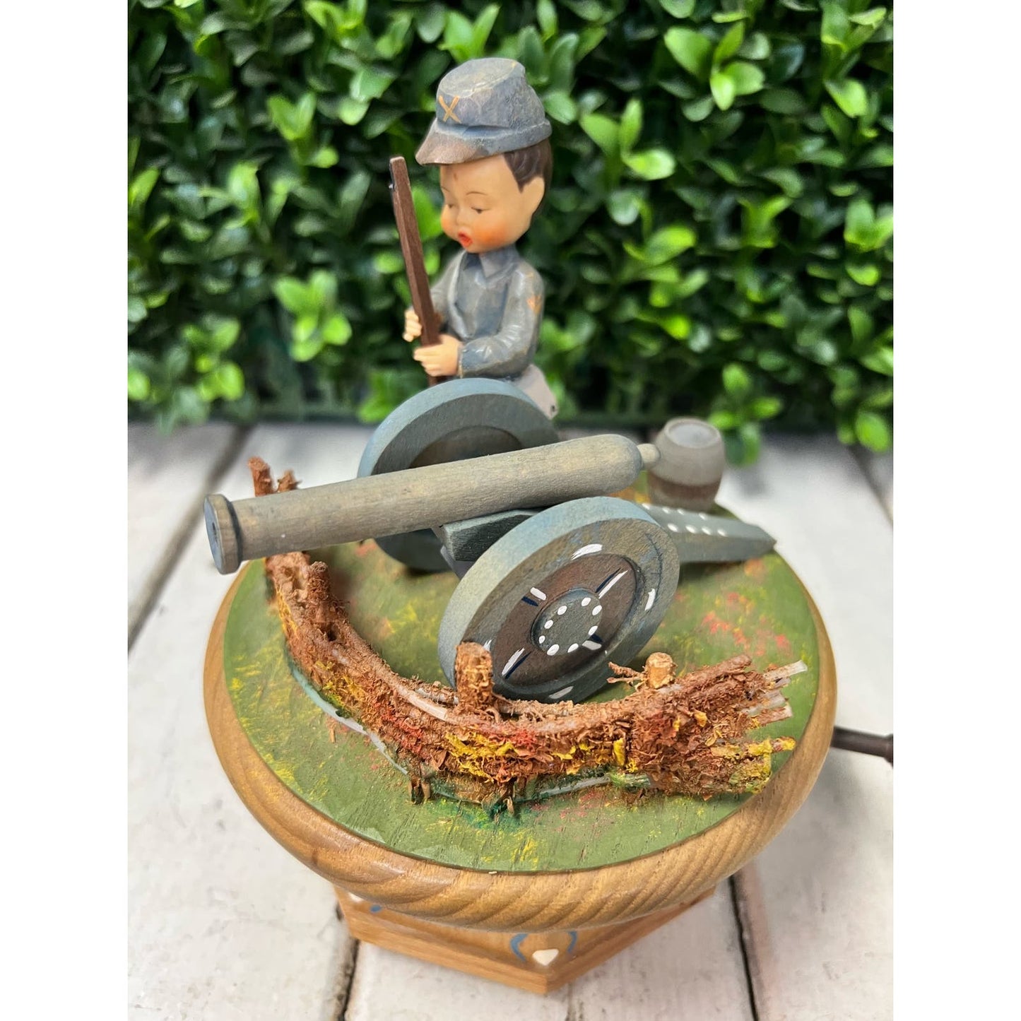 Vitnage ANRI Wooden Music Box Civil War Soldier/ Swiss Music Box/ Made in Switzerland