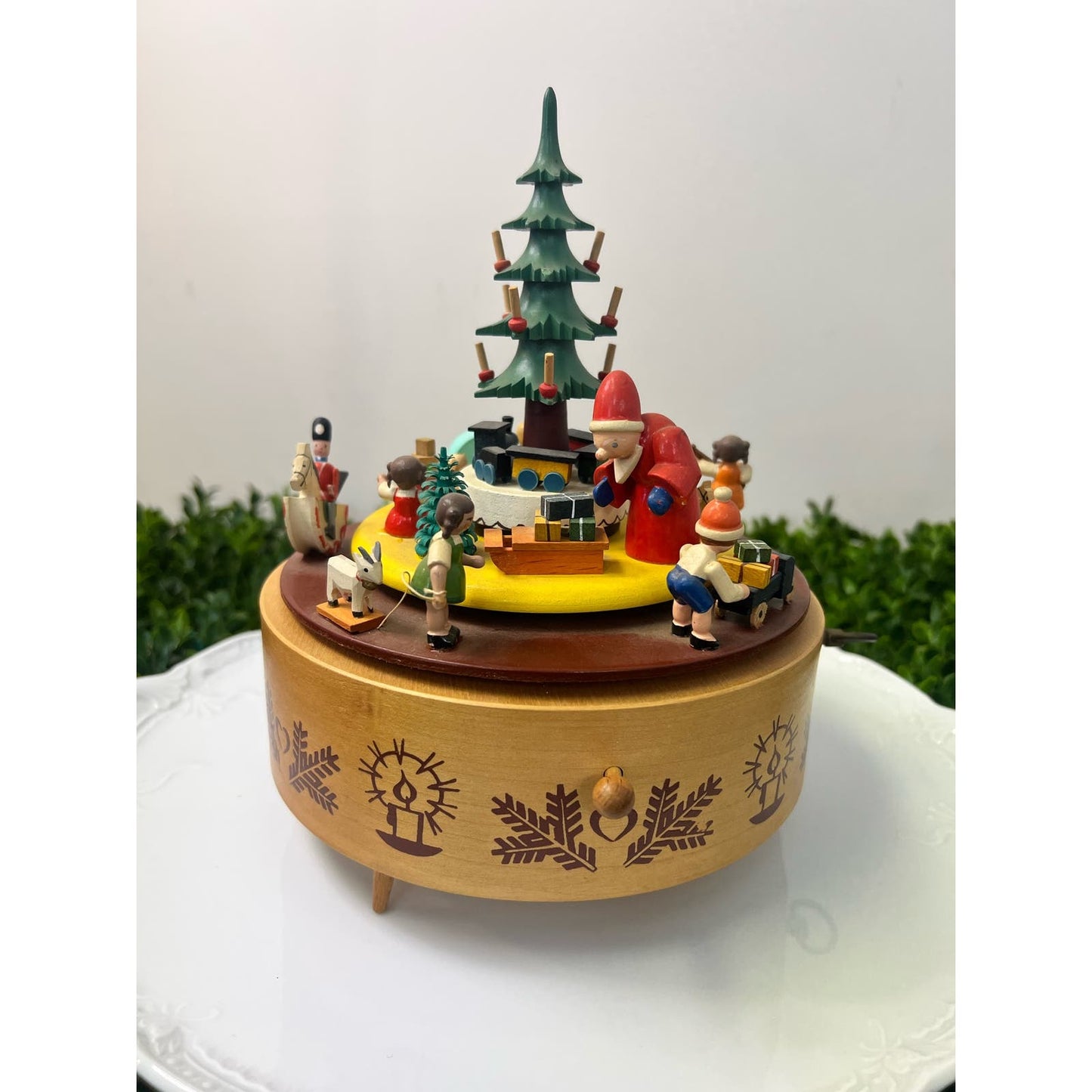 Rare vintage German wooden Christmas music box/ Handmade German music box