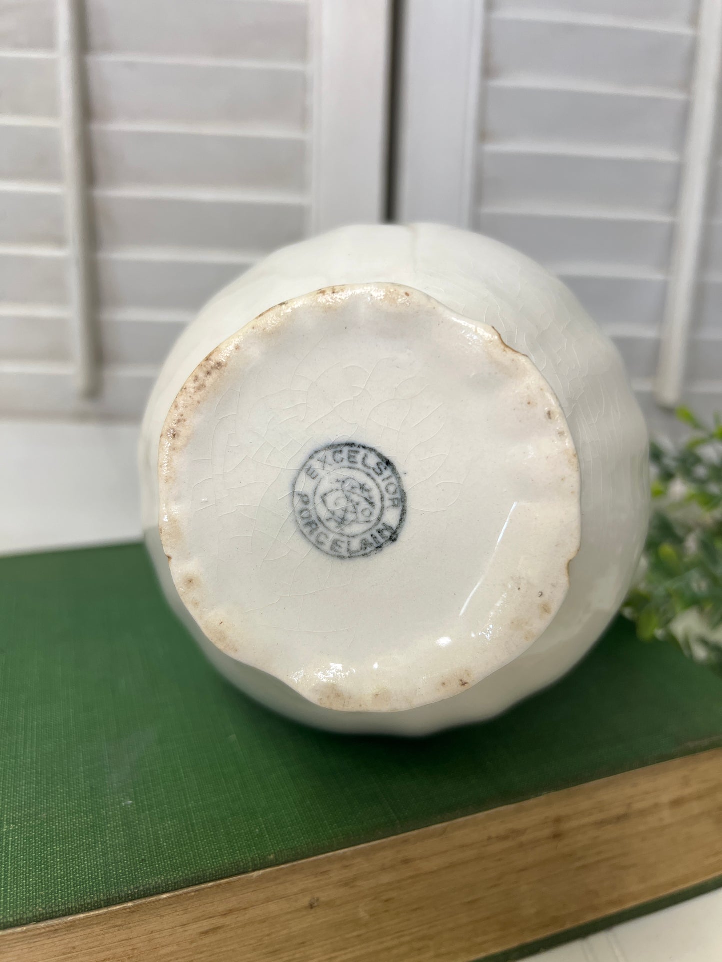 Vintage White Pitcher Excelsior Porcelain/ Ironstone China Chippy and Stained