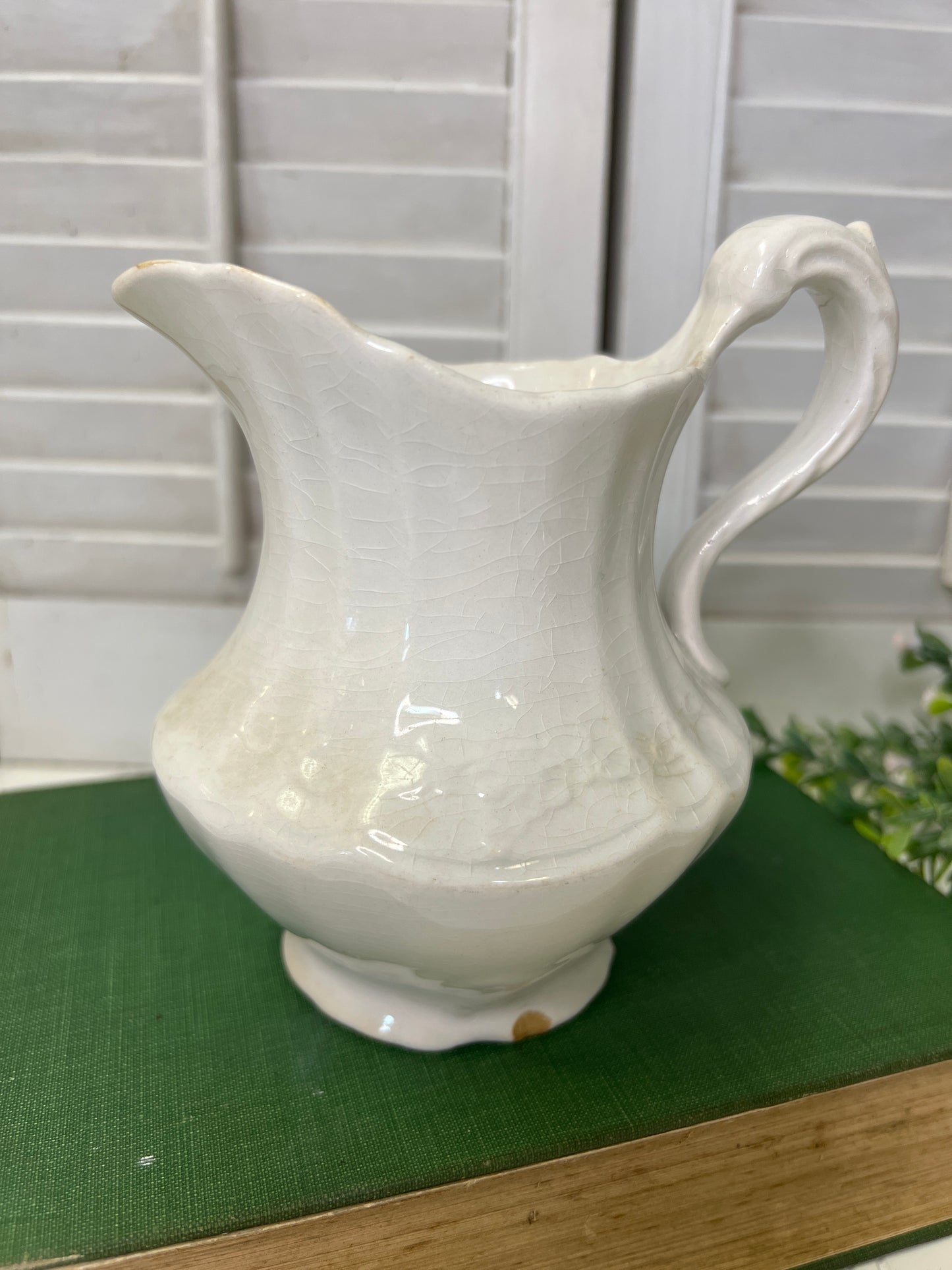 Vintage White Pitcher Excelsior Porcelain/ Ironstone China Chippy and Stained