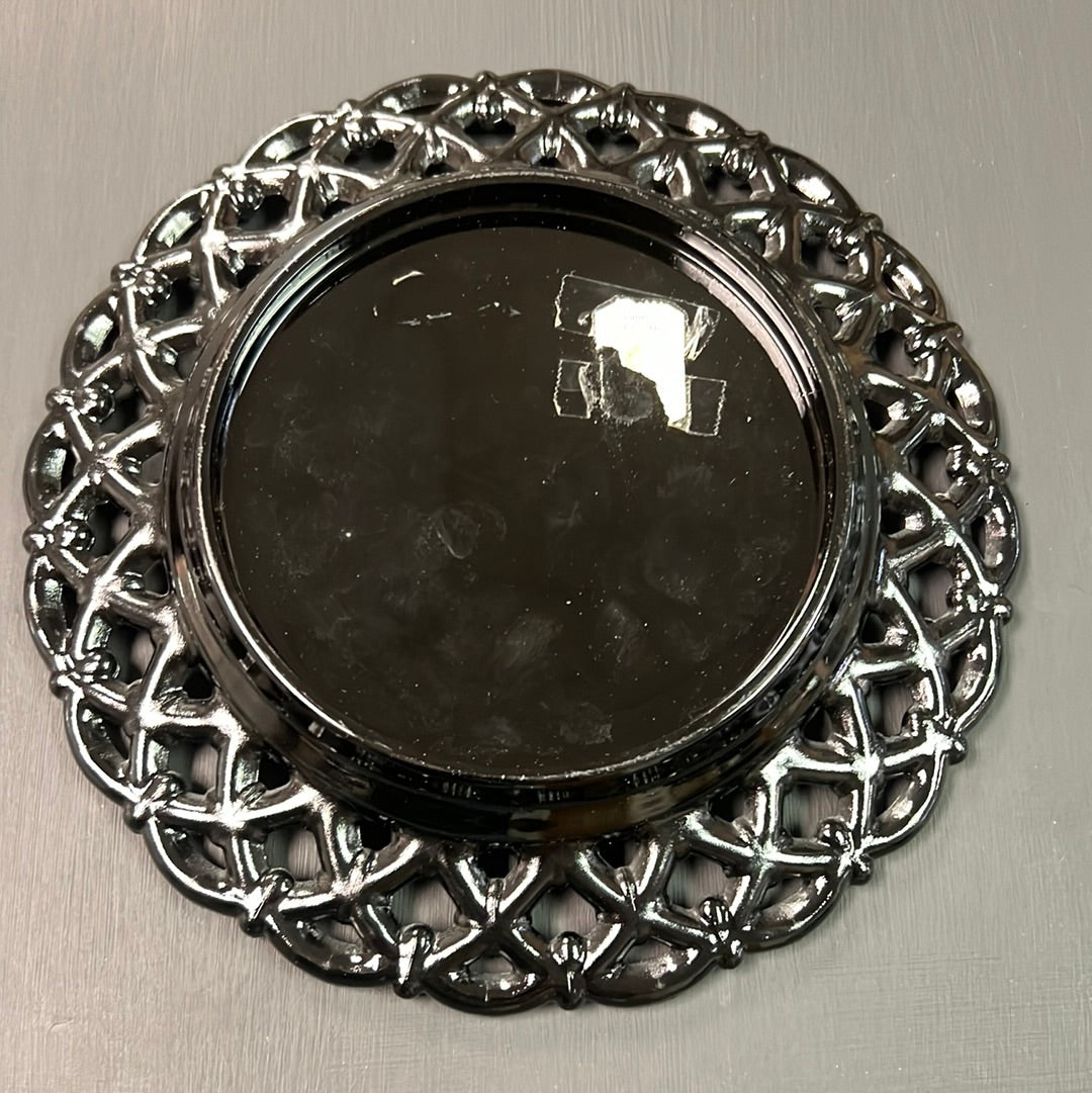 8.5” Mary Gregory Black Decorative Plate by Westmoreland Glass