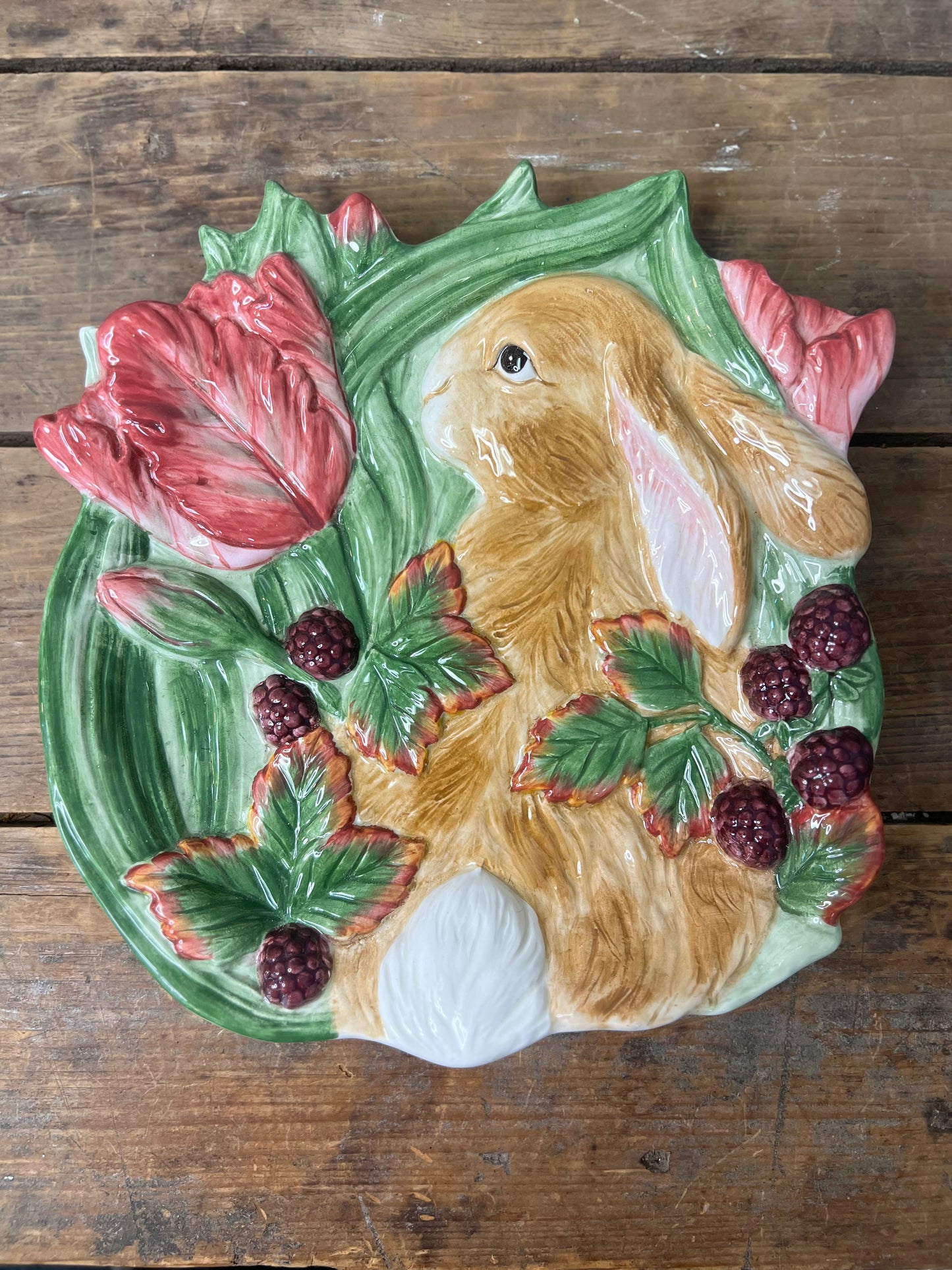 Fitz and Floyd Essentials BlackBerry Rabbit 9” Serving Plate / Easter Entertaining/ Spring Decor/ Plate Wall/