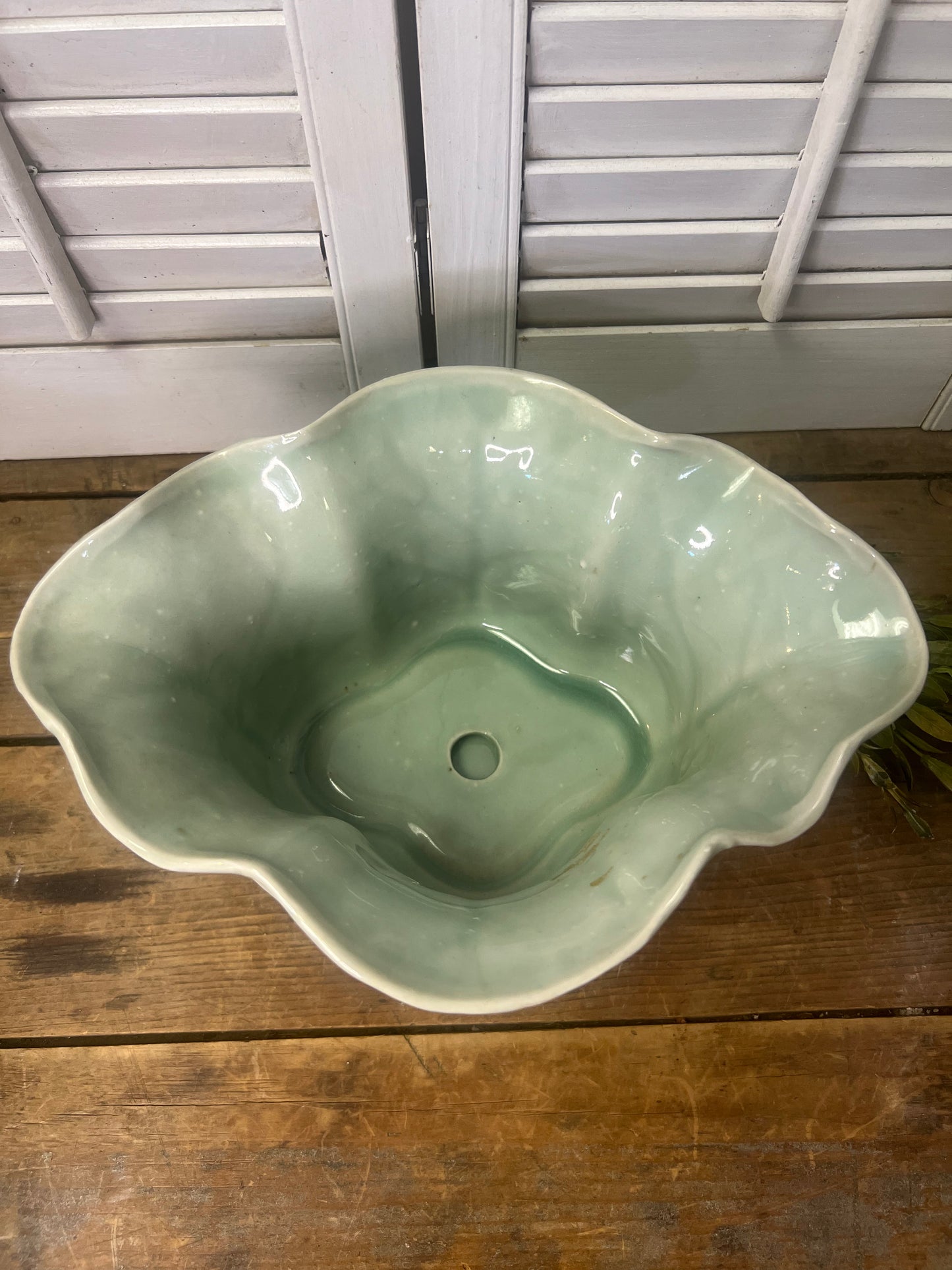 Antique CELADON JARDINIERE/PLANTER/FLOWER POT/PLATE Chinese Porcelain