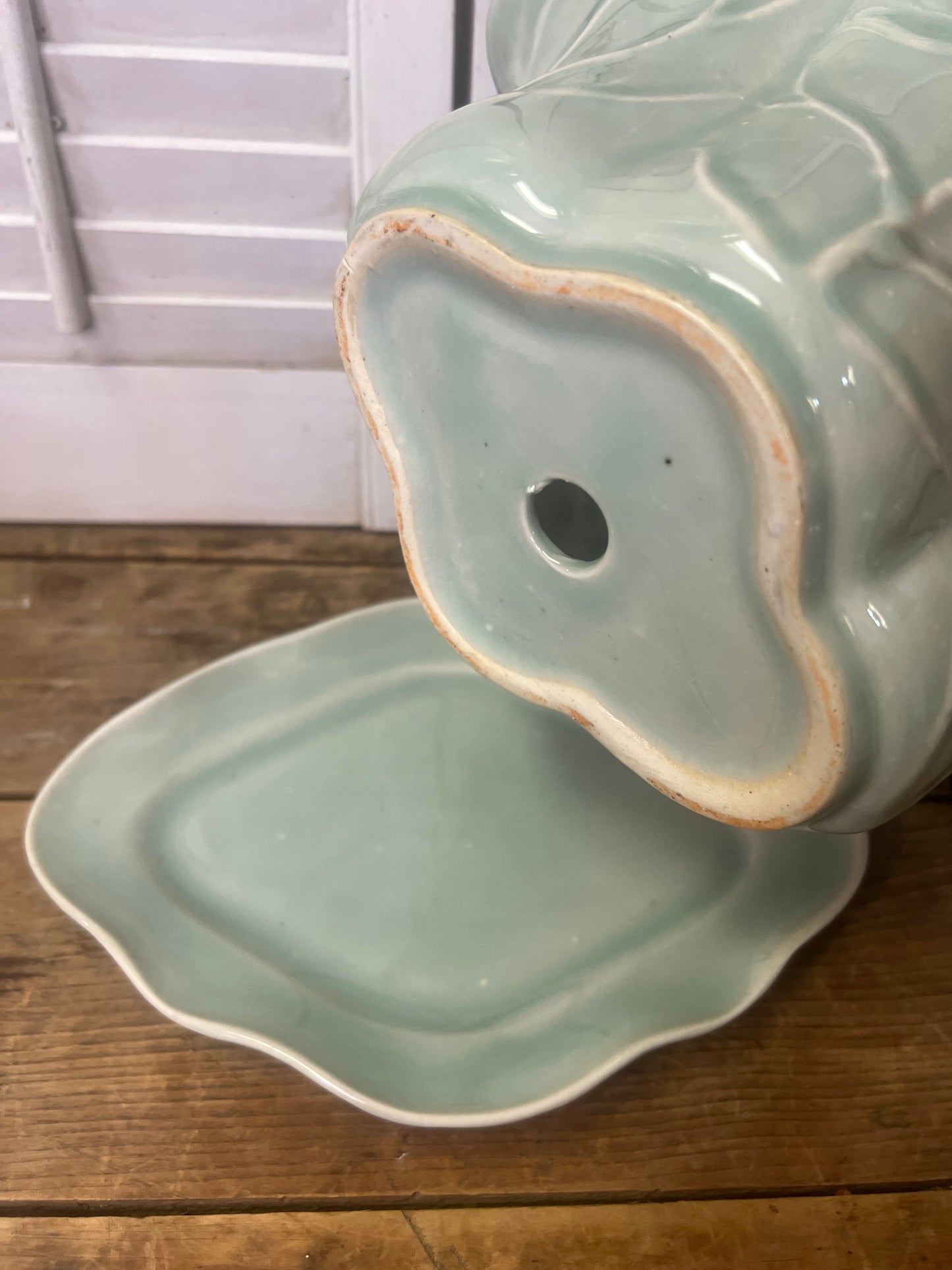 Antique CELADON JARDINIERE/PLANTER/FLOWER POT/PLATE Chinese Porcelain