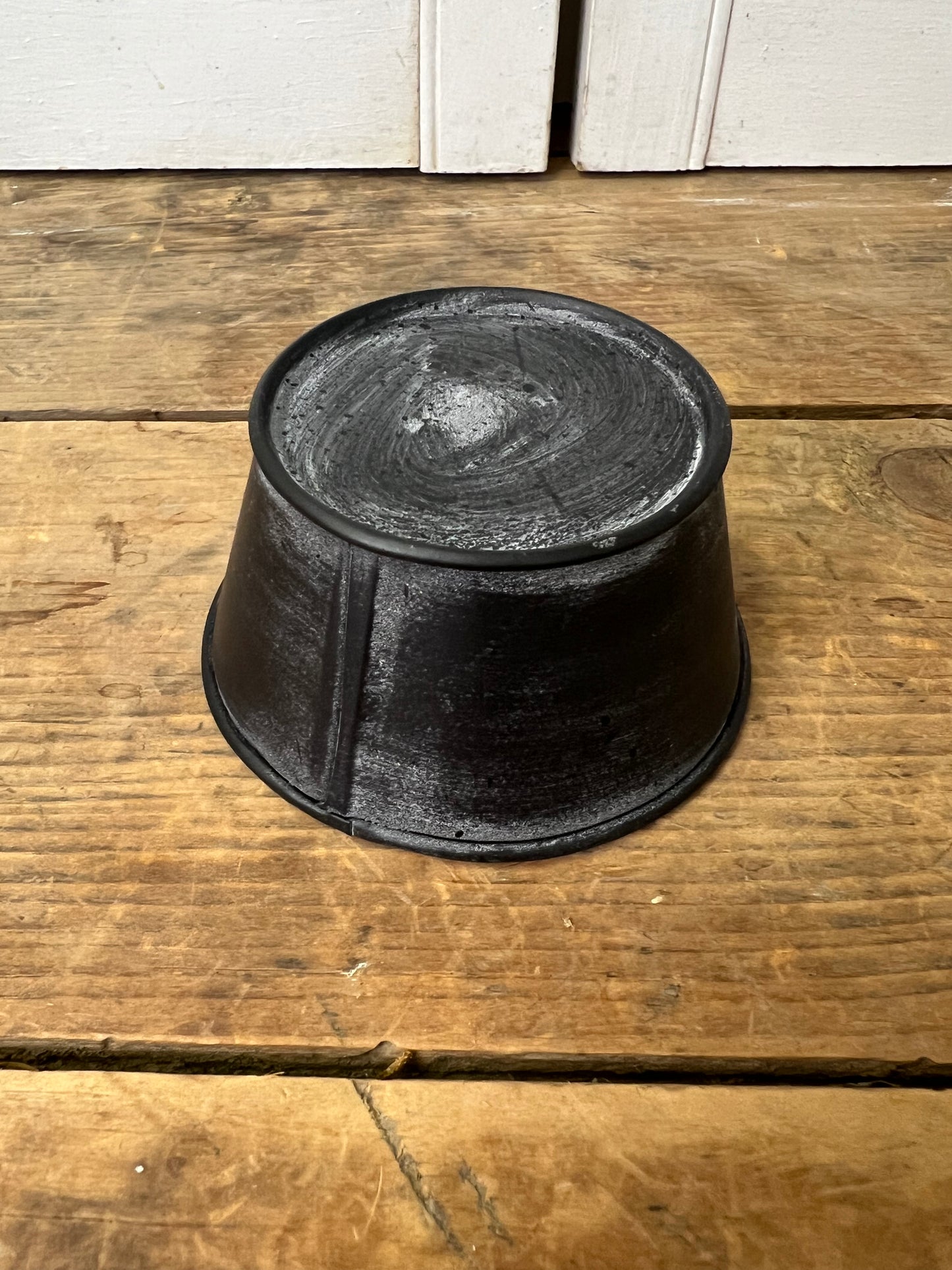 Old Black Metal Taper Cup Candle Holder Primitive Style