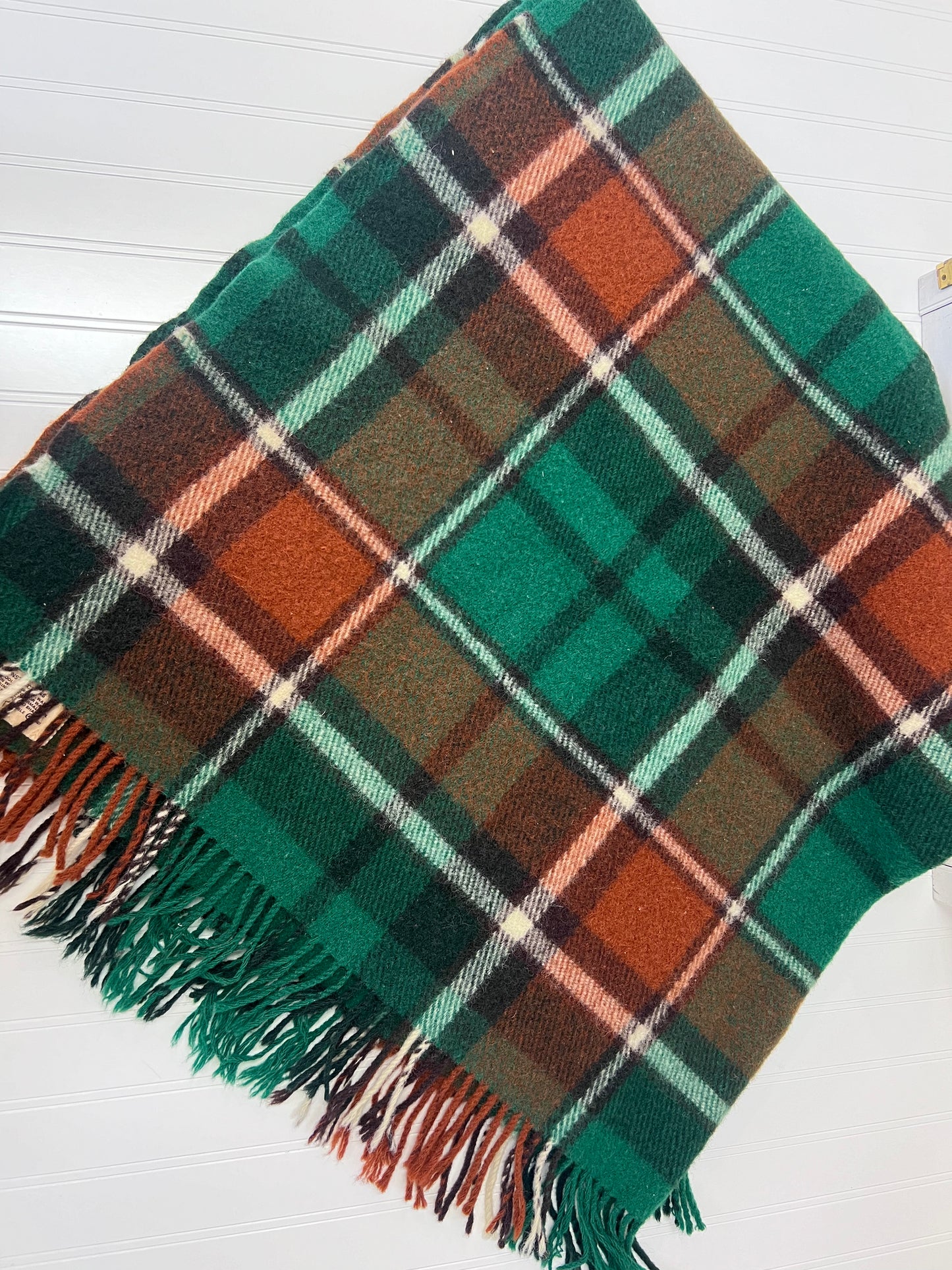 Vintage wool plaid throw