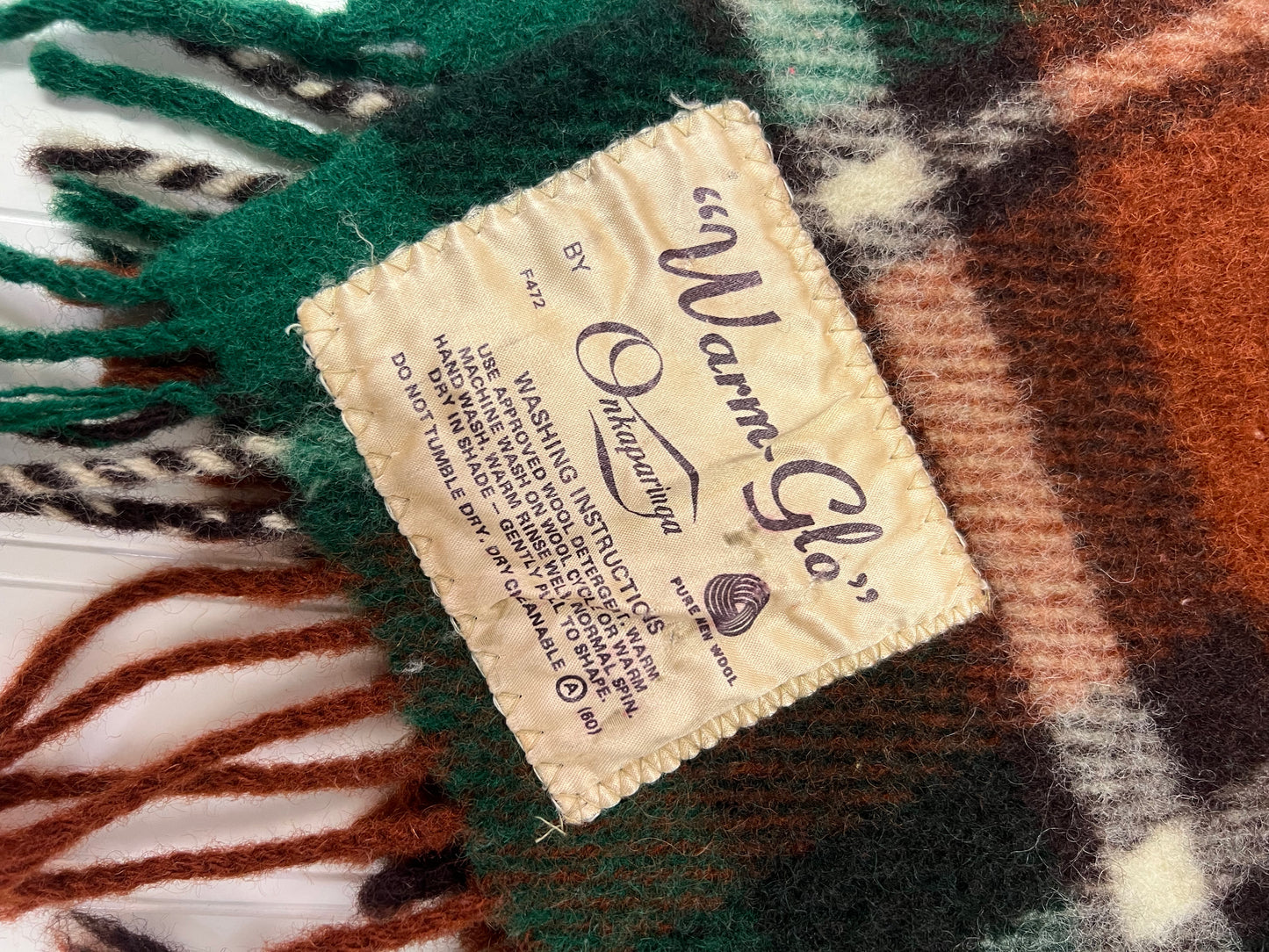Vintage wool plaid throw