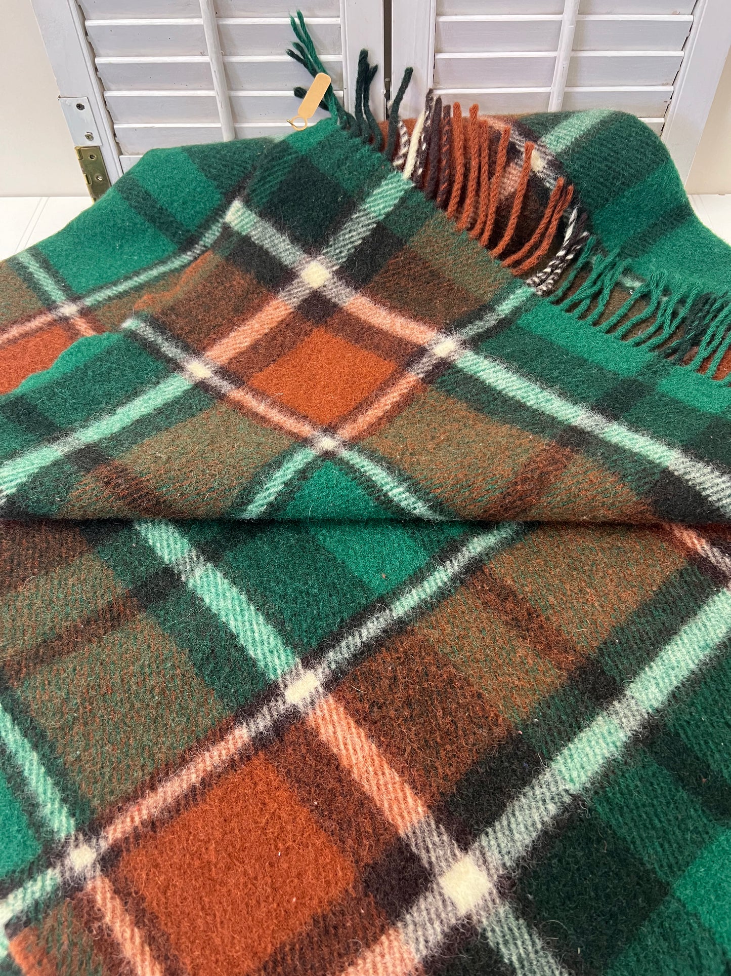Vintage wool plaid throw