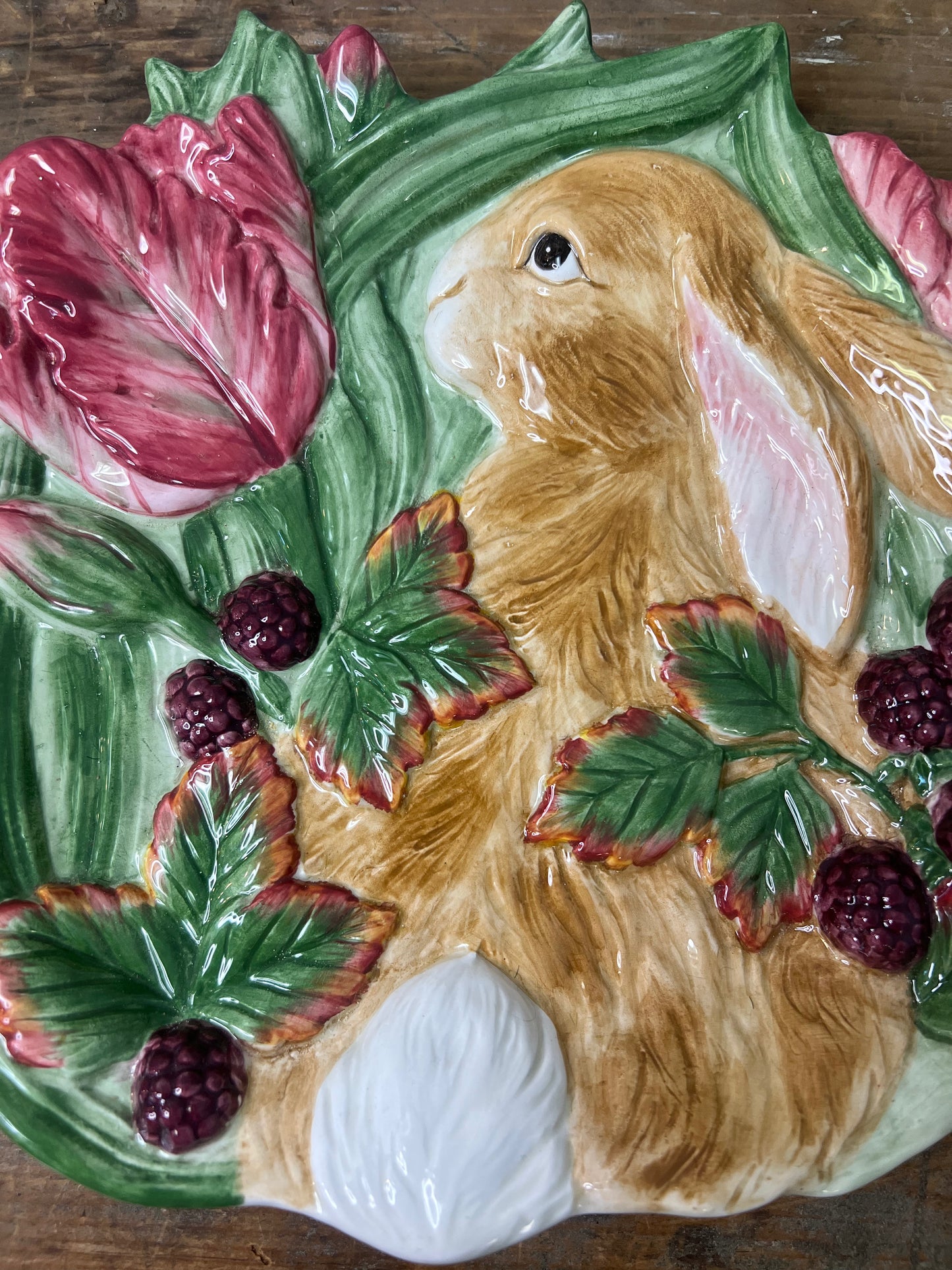 Fitz and Floyd Essentials BlackBerry Rabbit 9” Serving Plate / Easter Entertaining/ Spring Decor/ Plate Wall/