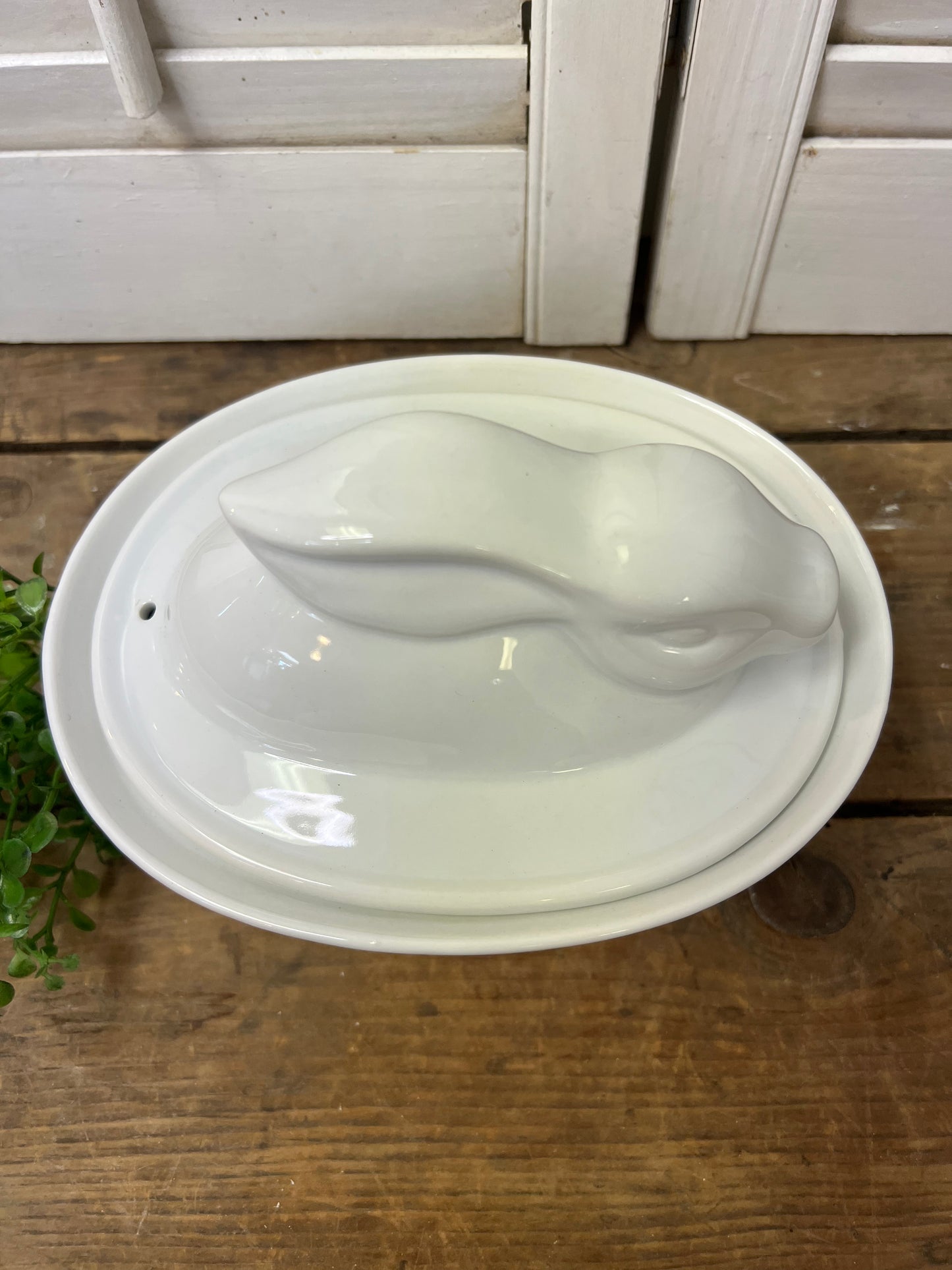 Porcelain Bunny Bakeware/ Small Casserole Dish/ Spring Easter Dinnerware