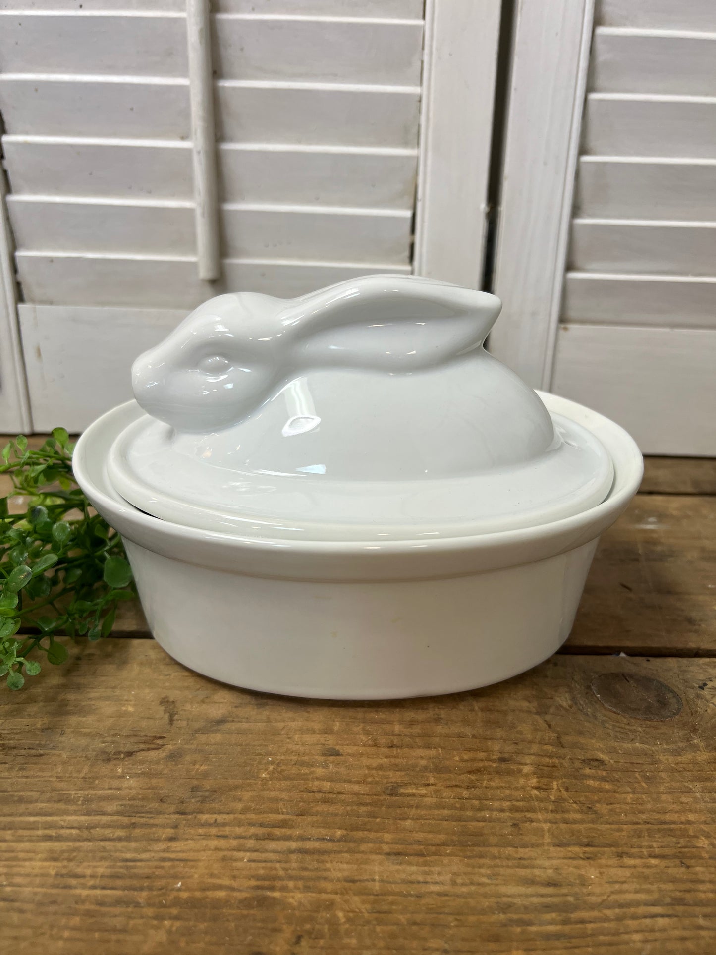 Porcelain Bunny Bakeware/ Small Casserole Dish/ Spring Easter Dinnerware