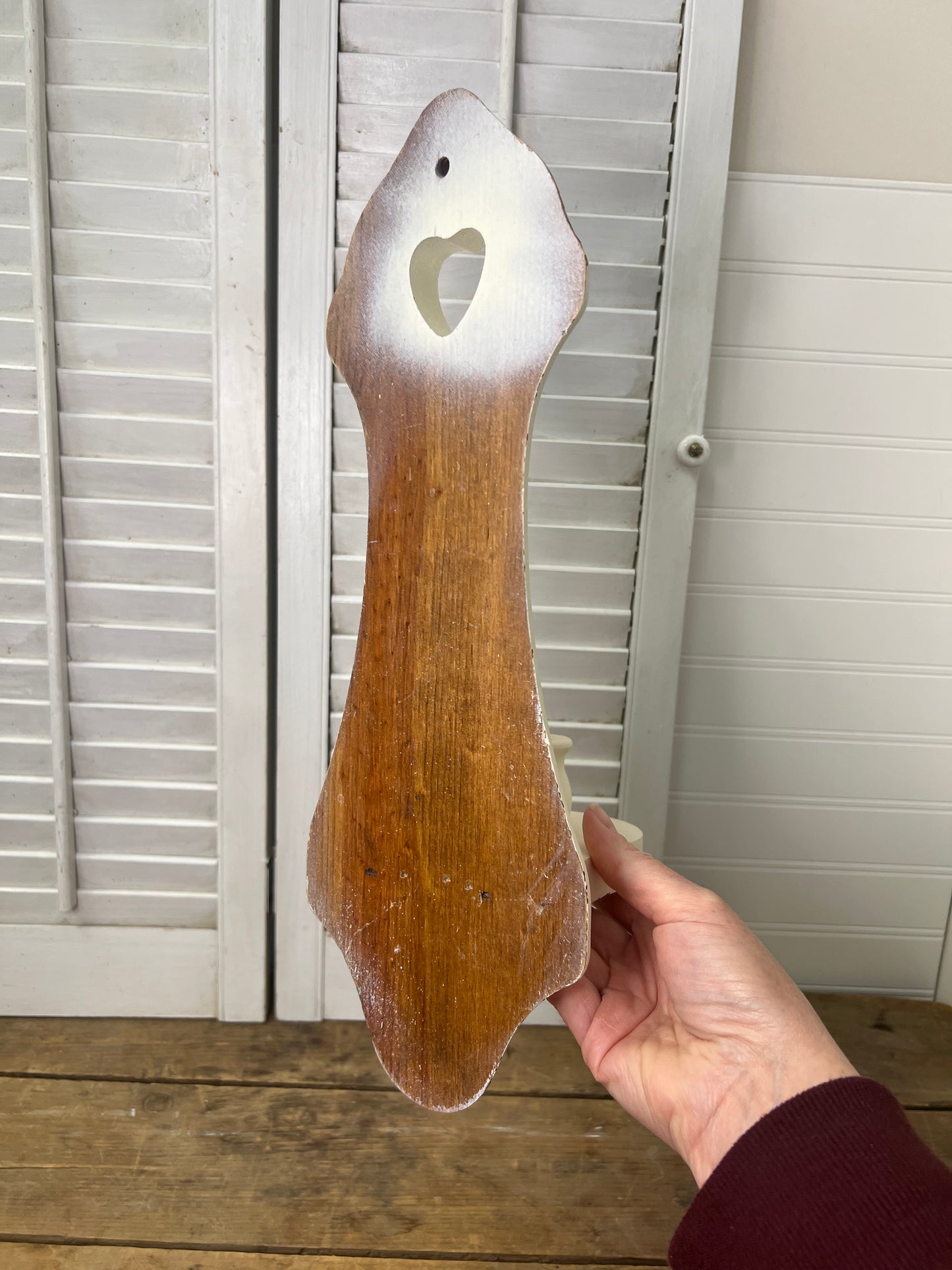Vintage Cottage Painted Wood Candle Wall Sconce