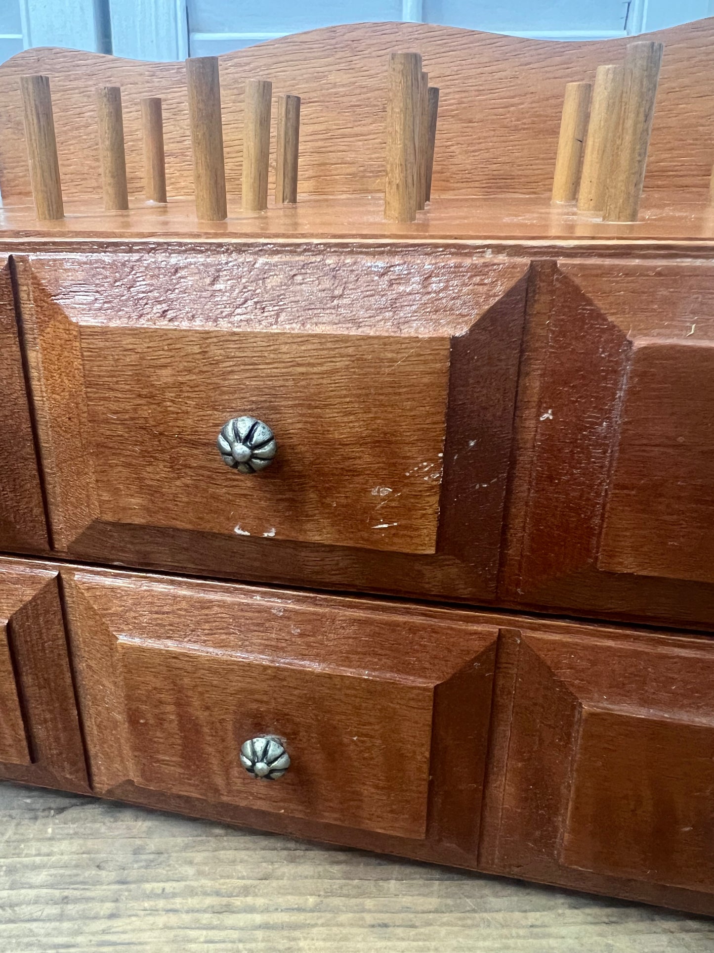 Vintage Wood Bobbin Sewing Box