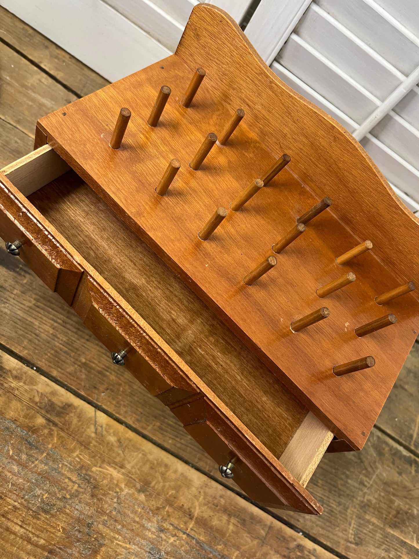 Vintage Wood Bobbin Sewing Box