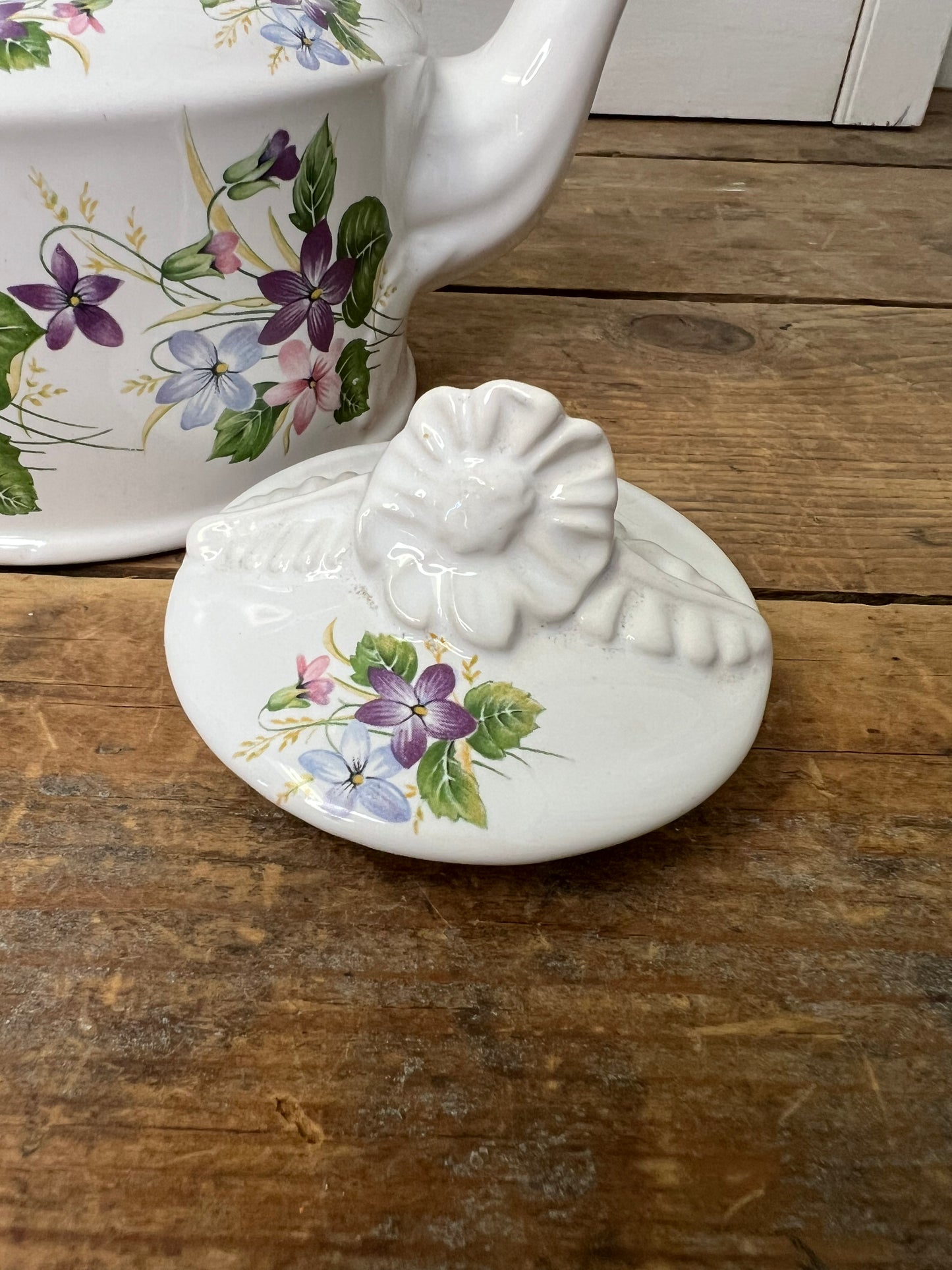 Arthur Wood England Teapot #6344, Vintage Violet Floral Teapot, 2 Cups Capacity, Ceramic Teapot Made in England