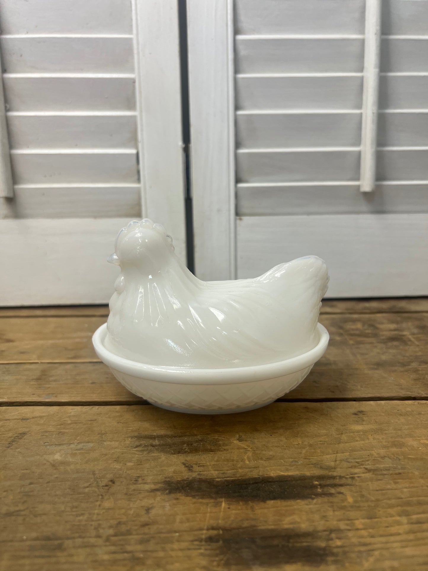 Vintage Hazel Atlas Hen on a Nest/ Milk Glass Hen/ Vintage Home Decor/ Vintage Art Glass