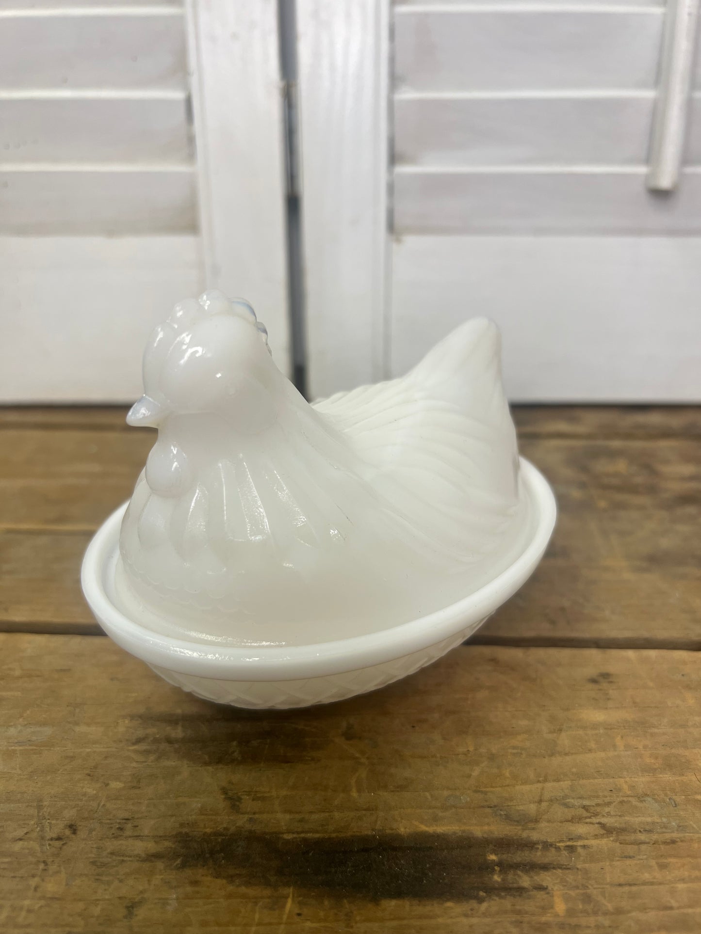 Vintage Hazel Atlas Hen on a Nest/ Milk Glass Hen/ Vintage Home Decor/ Vintage Art Glass