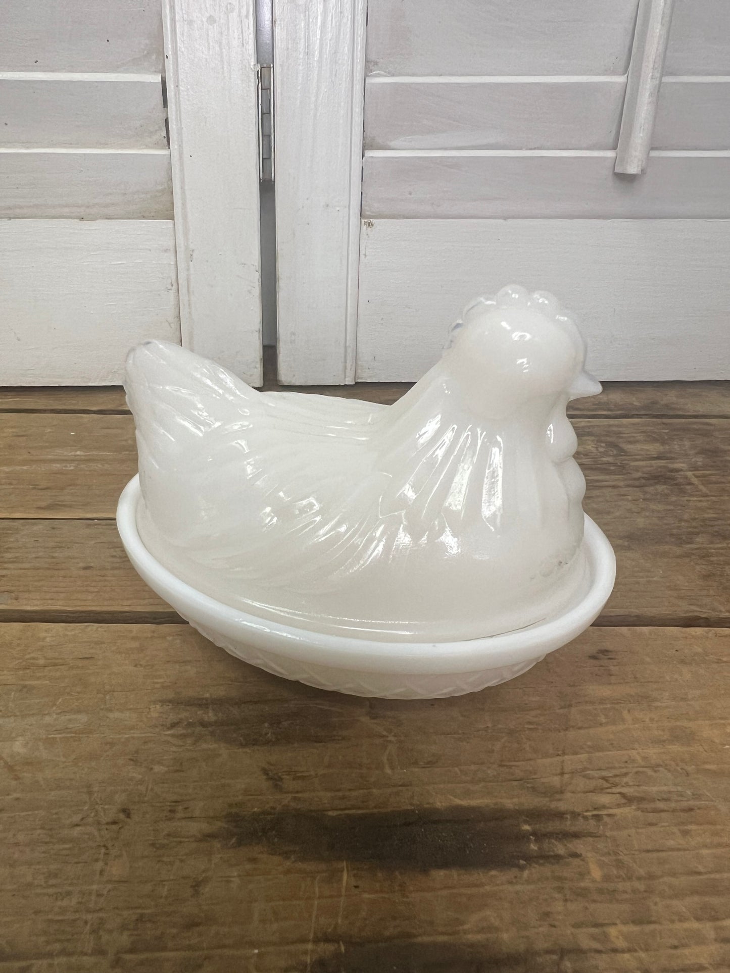 Vintage Hazel Atlas Hen on a Nest/ Milk Glass Hen/ Vintage Home Decor/ Vintage Art Glass