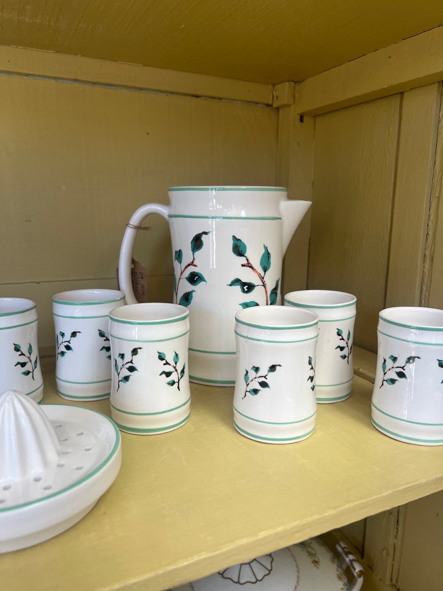 Vintage ceramic Juice pitcher with set of 4 matching cups -Japan