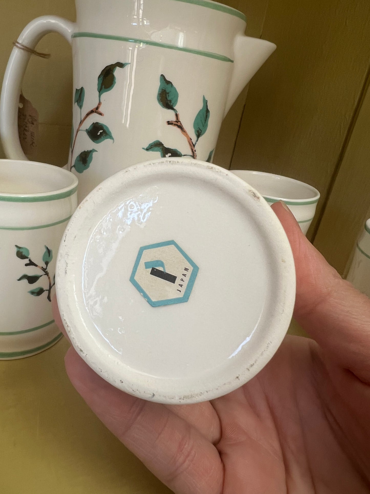 Vintage ceramic Juice pitcher with set of 4 matching cups -Japan