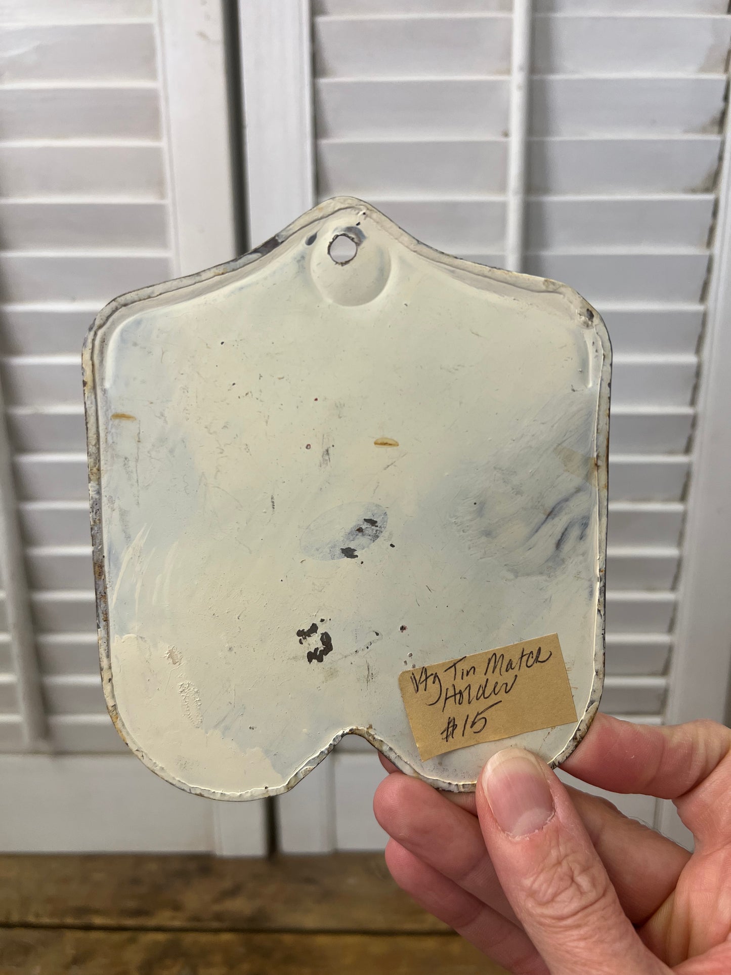 Vintage tin wall hanging tin match holder