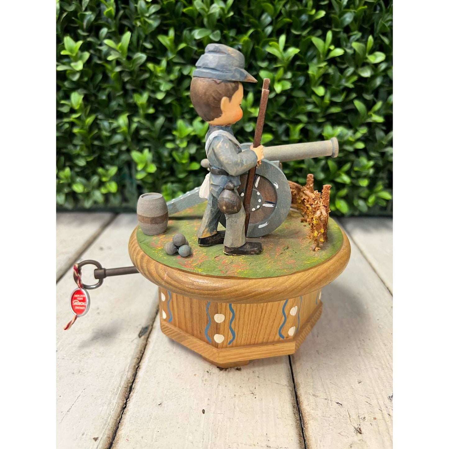 Vitnage ANRI Wooden Music Box Civil War Soldier/ Swiss Music Box/ Made in Switzerland