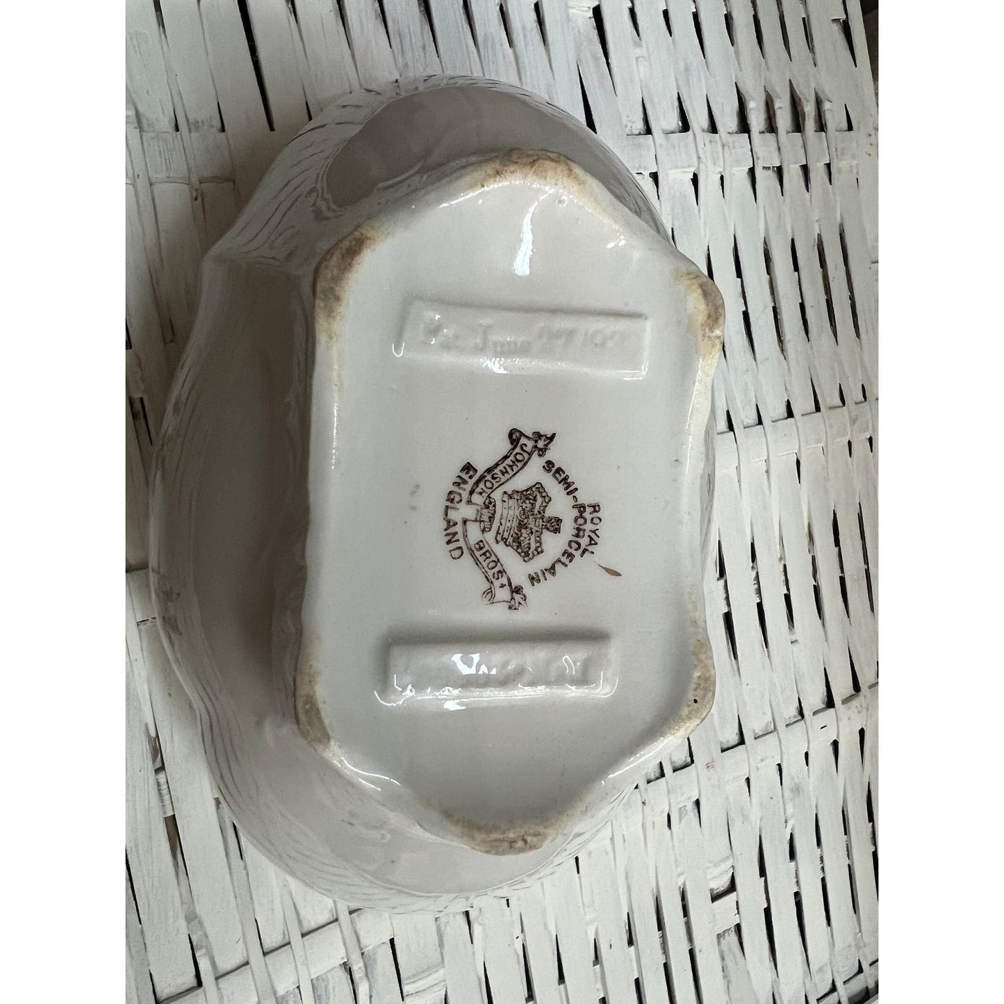 Antique Johnson Bros England Ironstone Floral transfer ware small serving dish