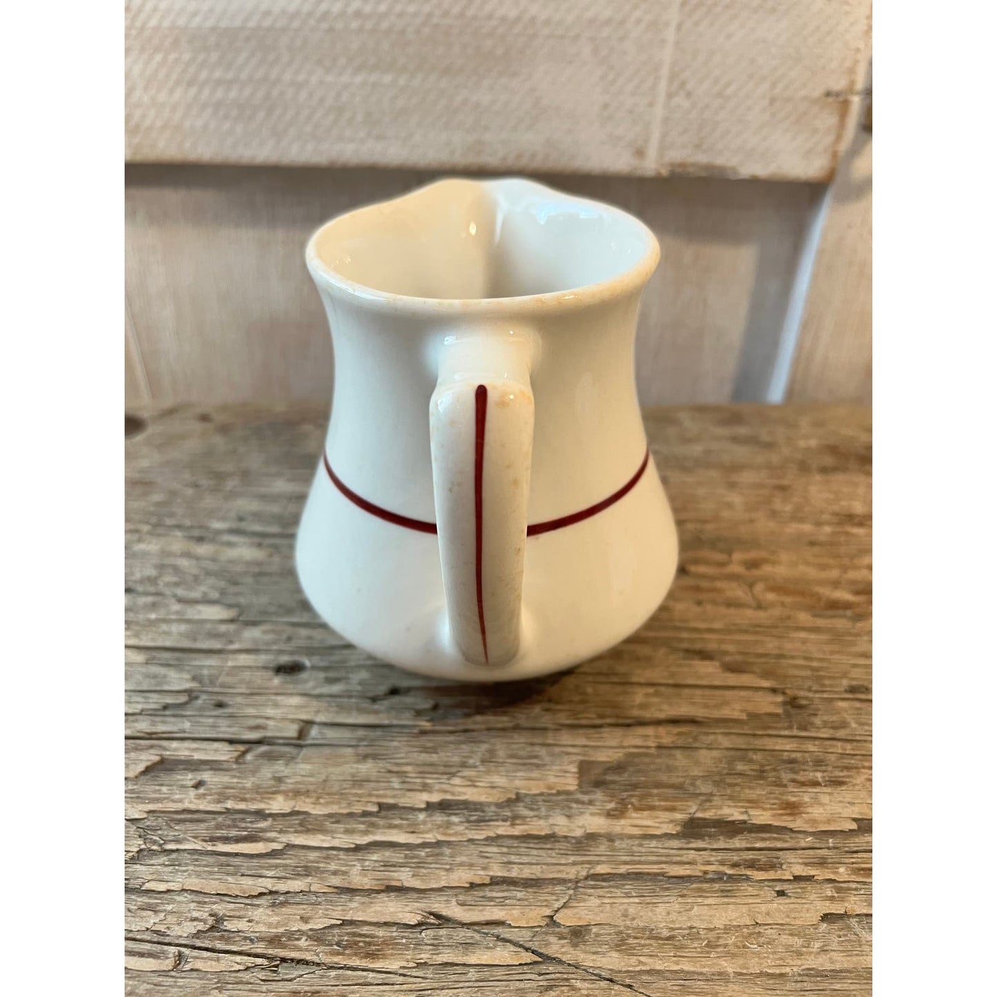 White w Red Stripe Walker China Restaurant Ware Cream Pitcher/ farmhouse pitcher/kitchen decor