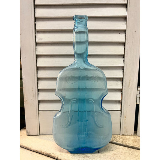 Vintage blue glass violin bottle