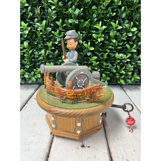 Vitnage ANRI Wooden Music Box Civil War Soldier/ Swiss Music Box/ Made in Switzerland