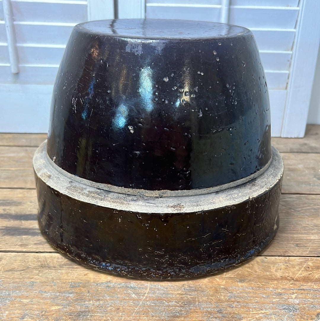 Antique brown stoneware milk bowl/ Albany Slip Bowl