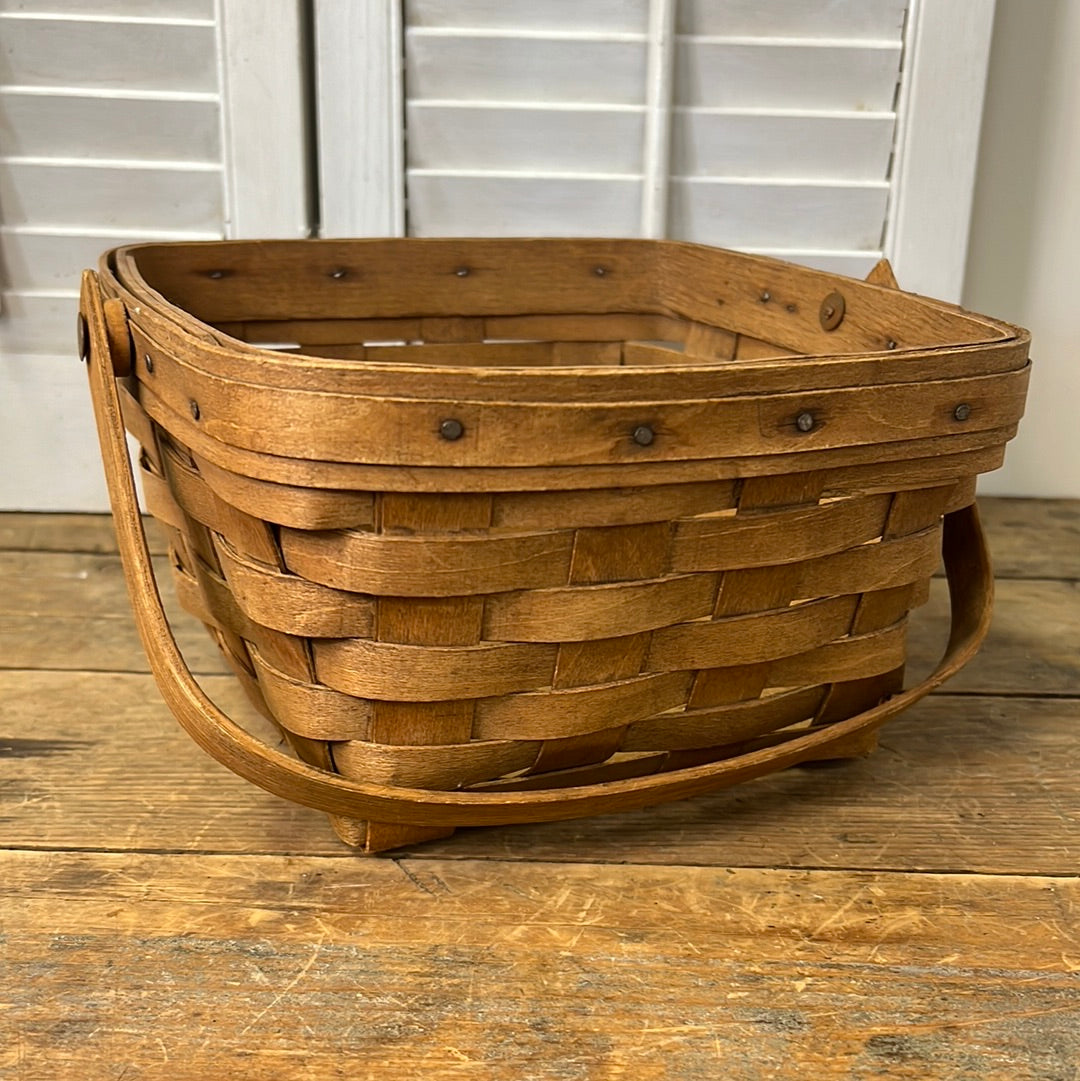 Longaberger 9” square handled basket signed and dated 1985