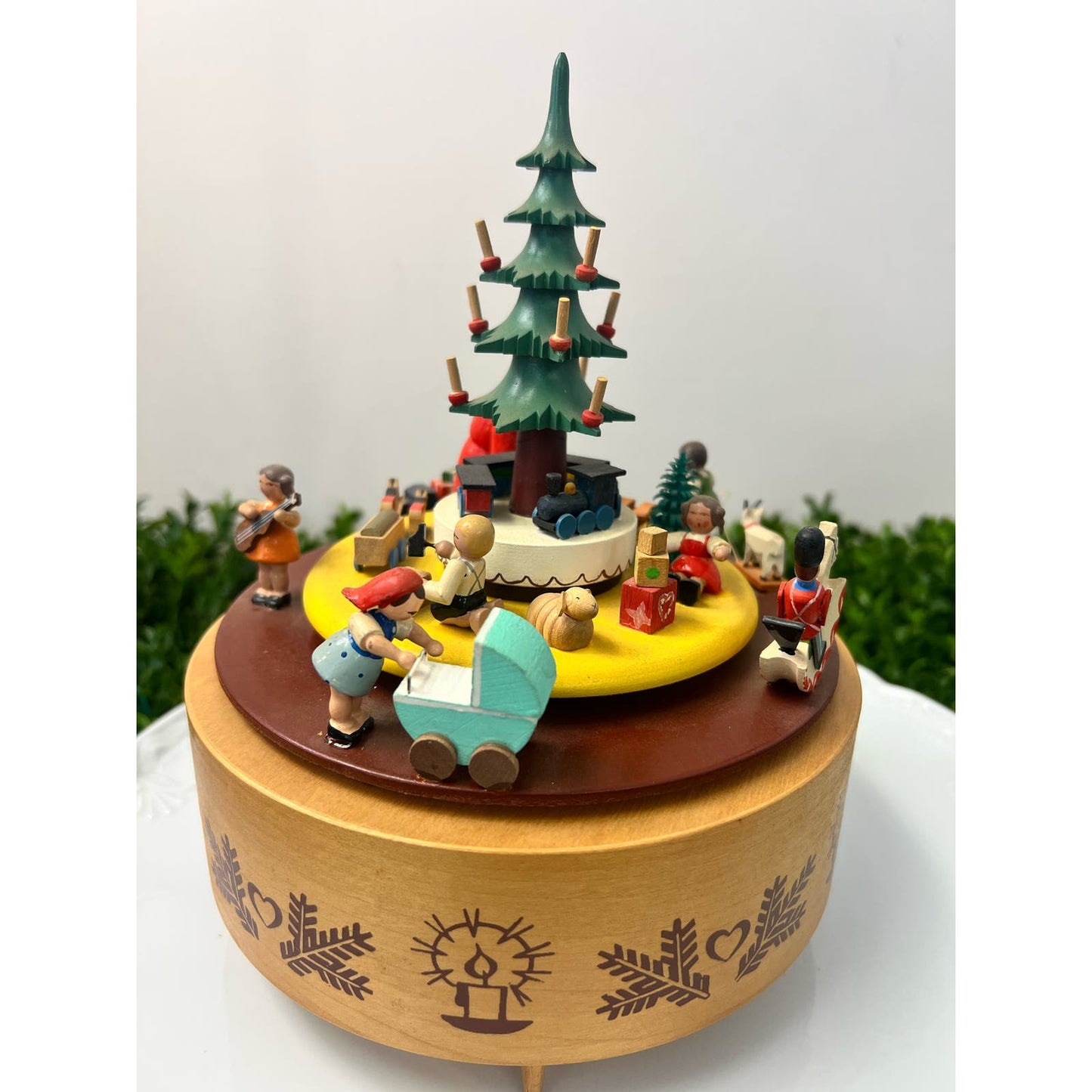 Rare vintage German wooden Christmas music box/ Handmade German music box