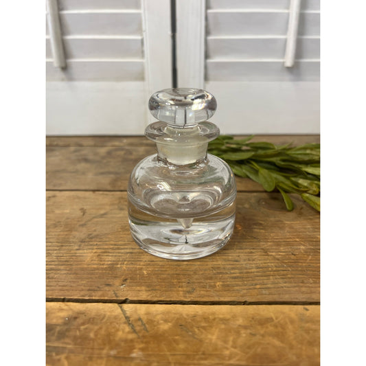 Antique clear glass inkwell with glass stopper