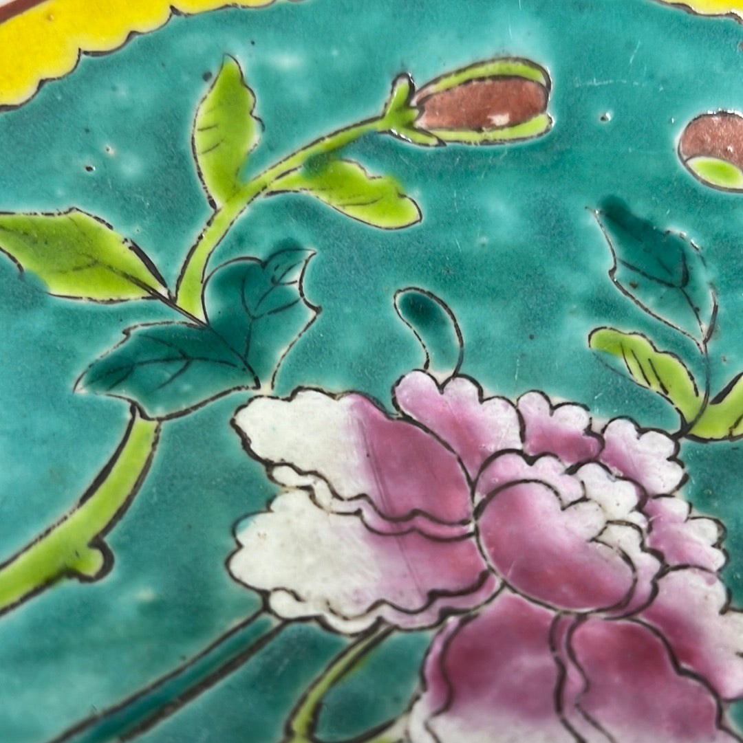 Antique 19th century Chinese hand painted shallow bowl