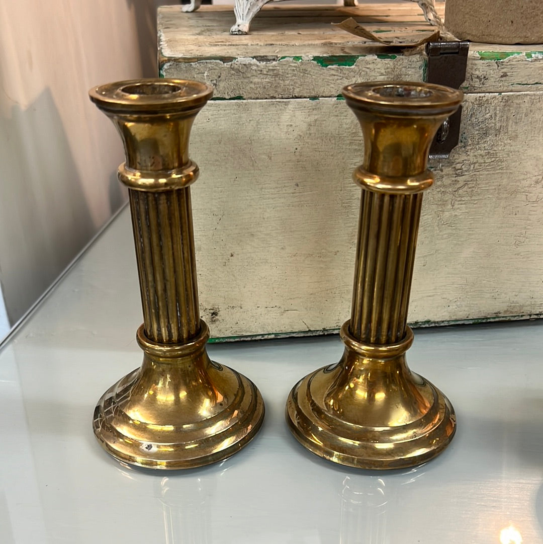 Brass candlestick pair