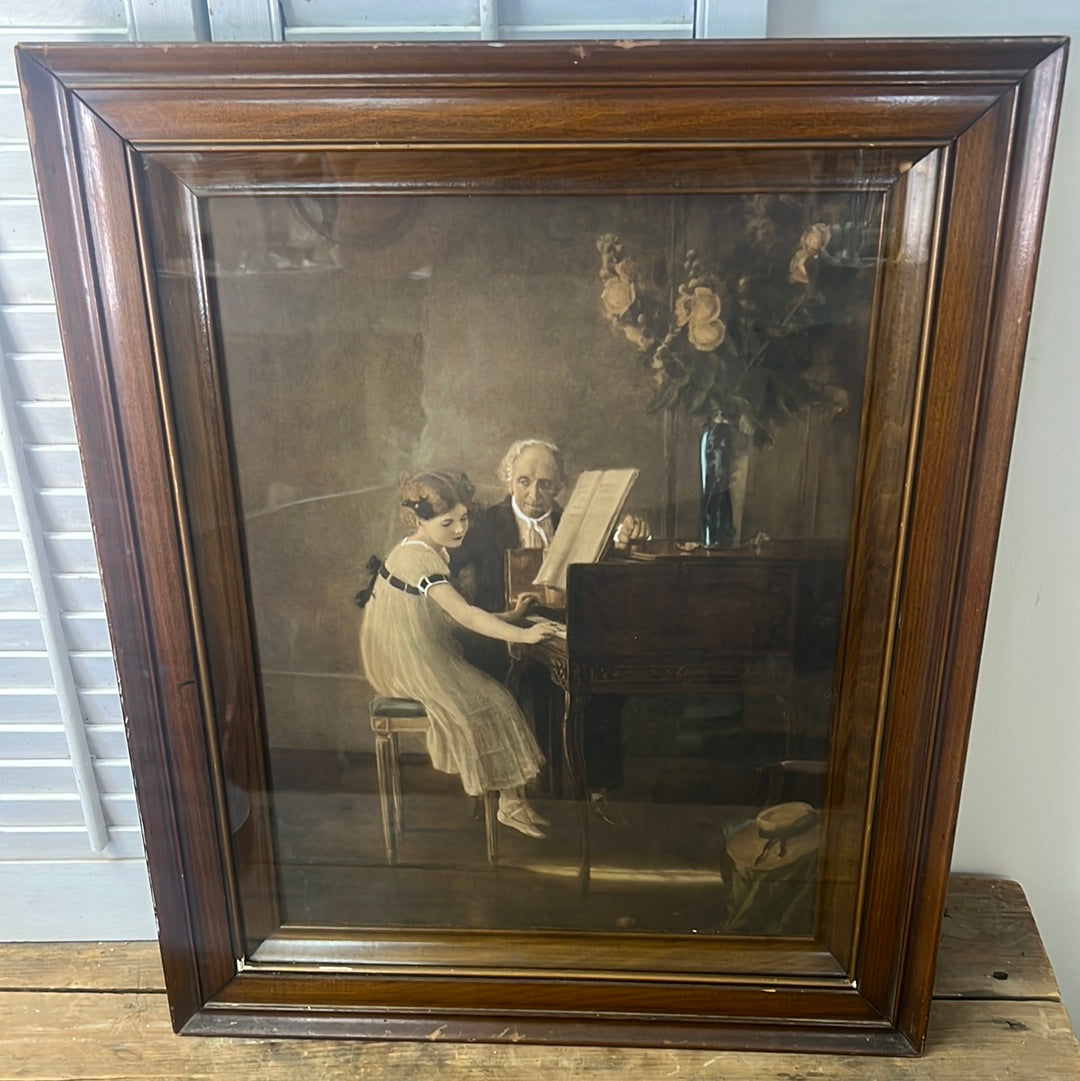 Antique Jules Alexis Muenier “the first music lesson” Print