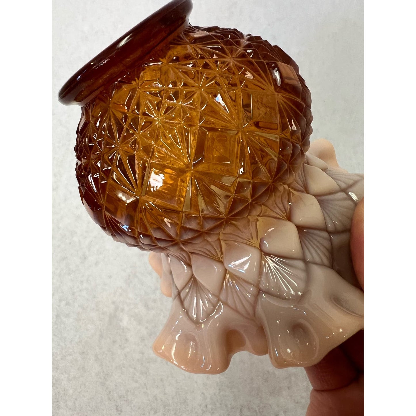 Fenton Olde Virginia Glass (1960-1979) Amber Ruffled Edge Vase