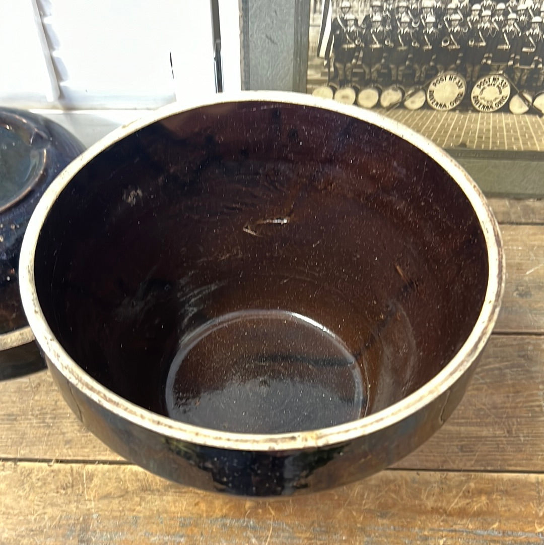 Brown Stoneware Bowl/Planter/ Antique Stoneware