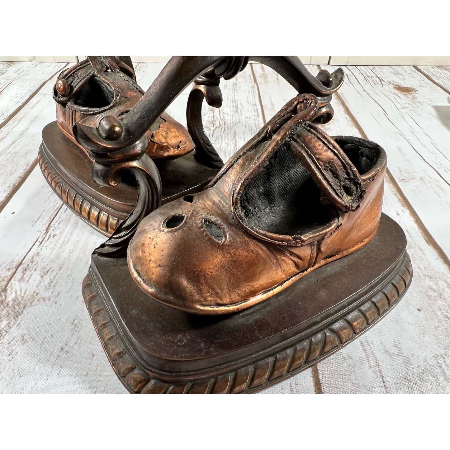 Vintage Bronze baby shoe bookends