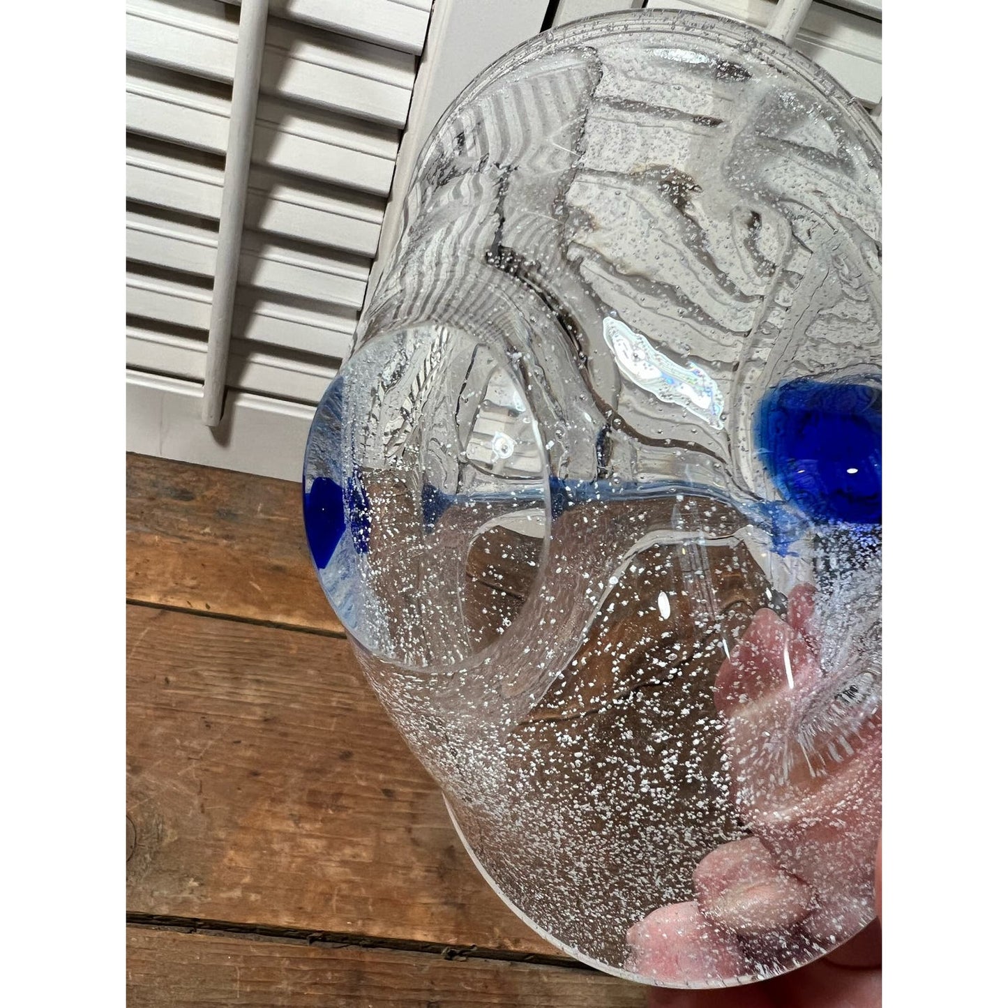 Hand blown Art glass basket