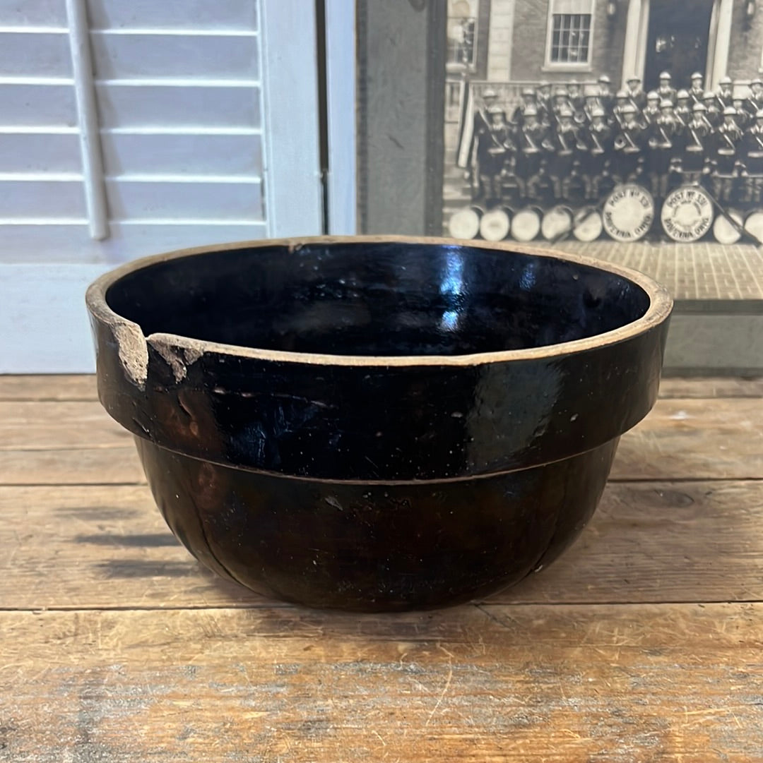 Brown Stoneware Bowl/ Antique Stoneware/ Planter Bowl