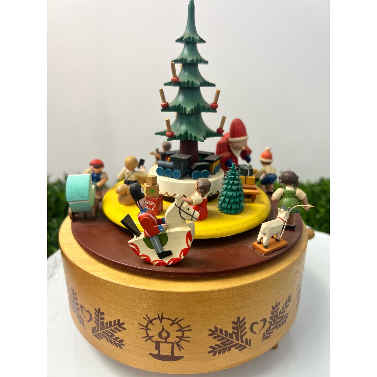 Rare vintage German wooden Christmas music box/ Handmade German music box