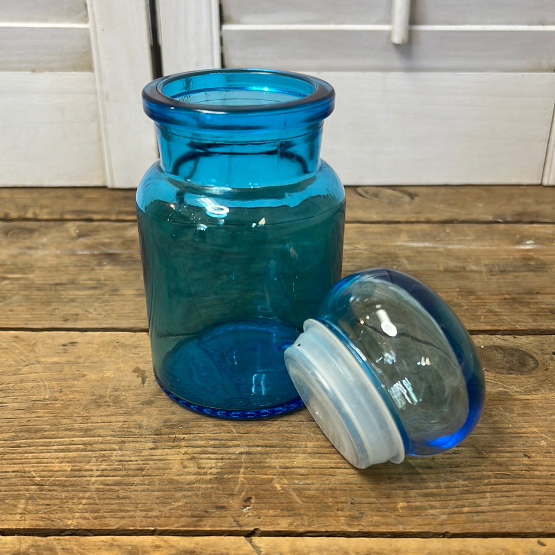 Vintage Belgian Blue Glass Apothecary Jar