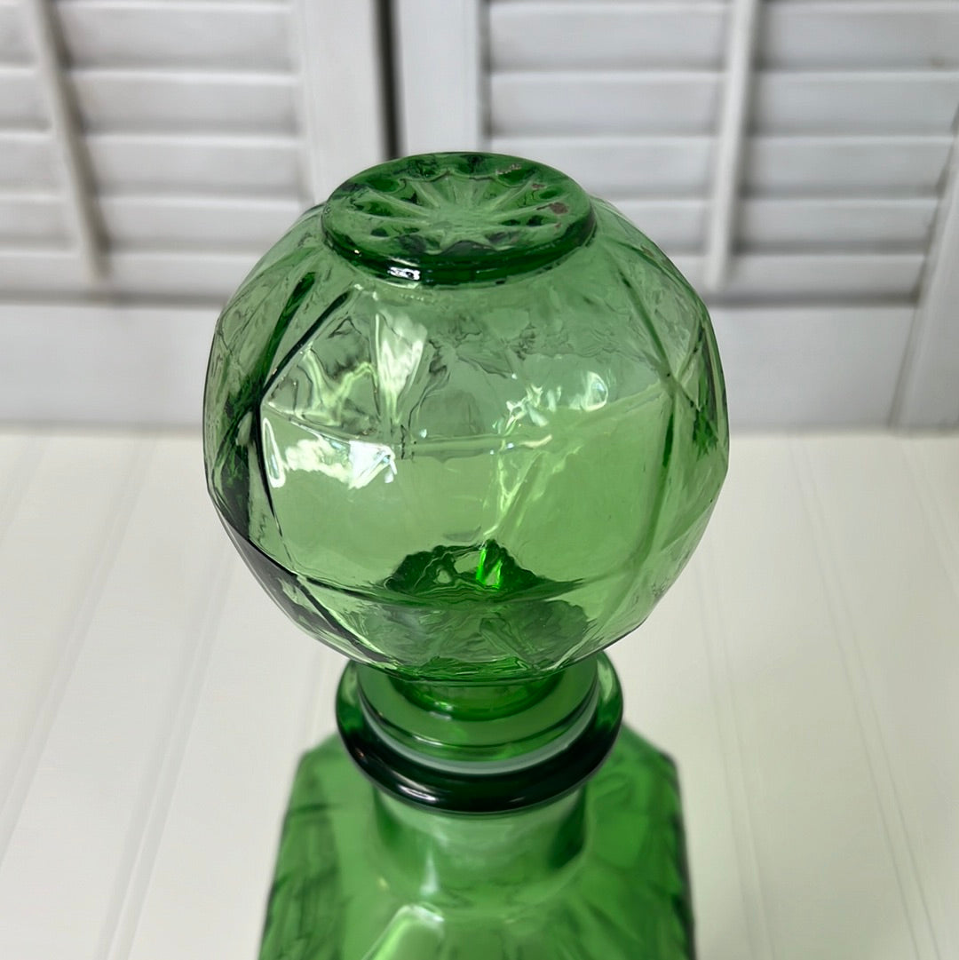 Vintage Green Glass Decanter