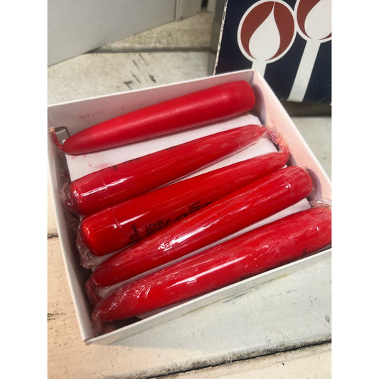 Vintage 1983 Lenox Hurricane taper candles/ Red Candles/ 5” tall #506