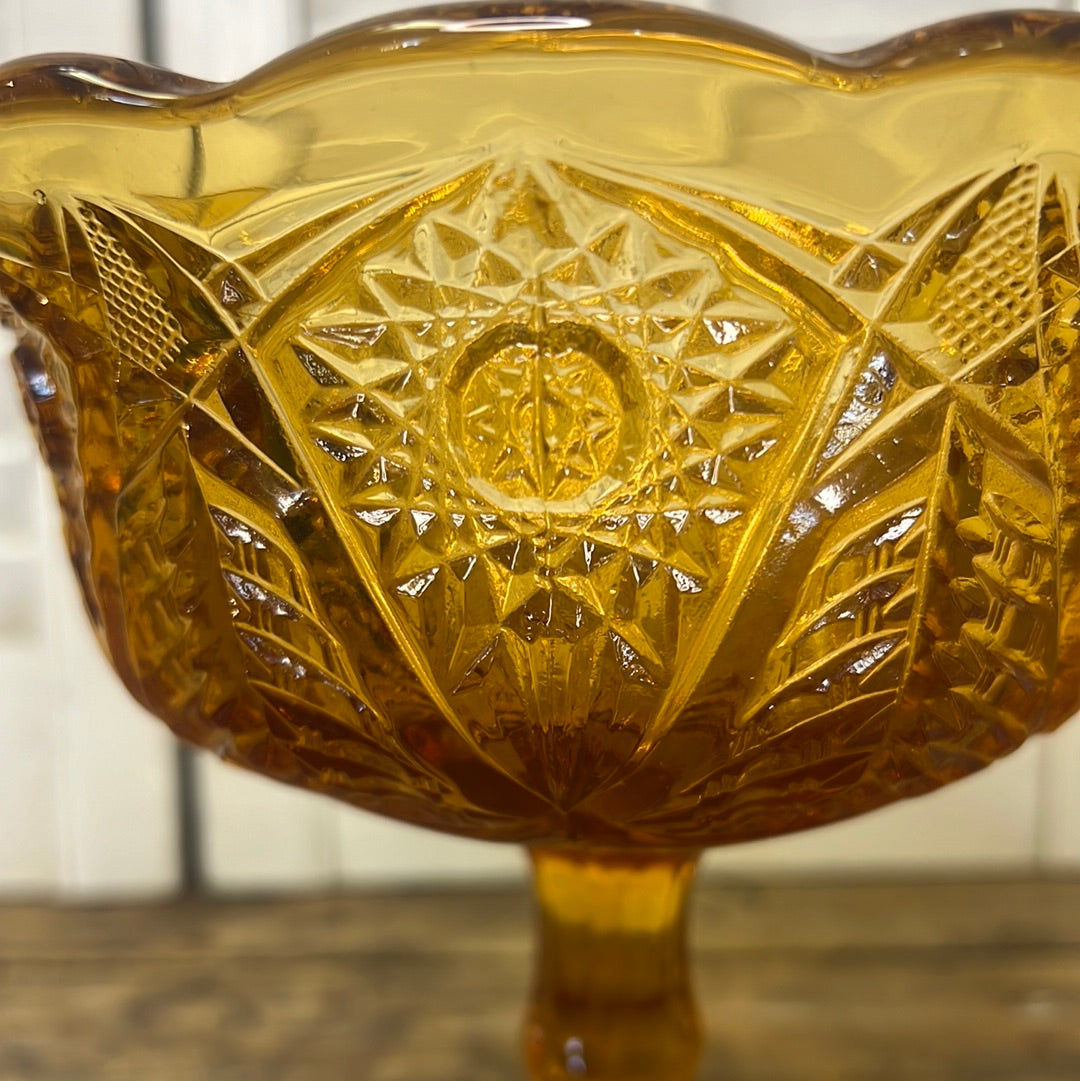 Indiana glass amber compote