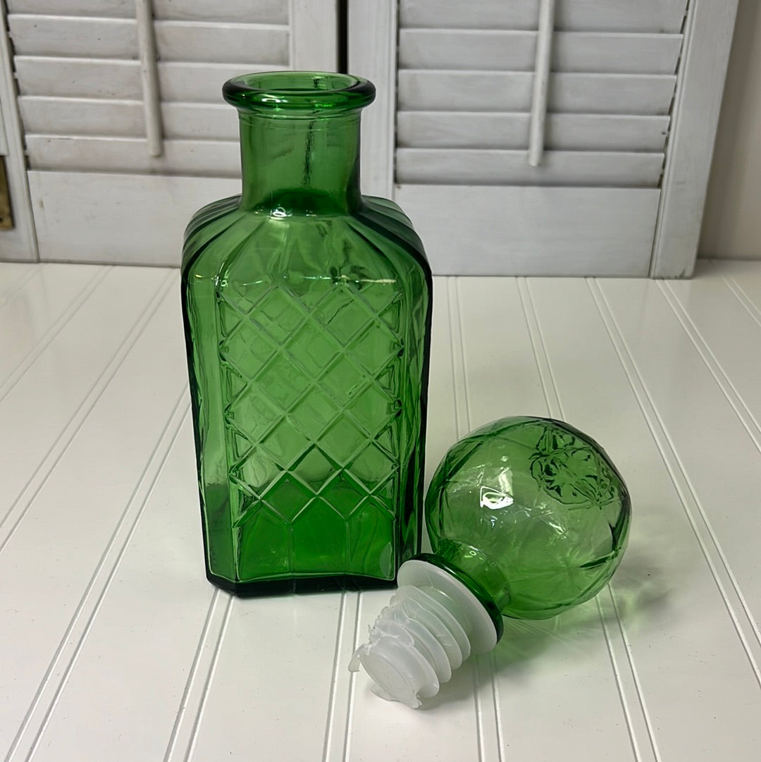 Vintage Green Glass Decanter