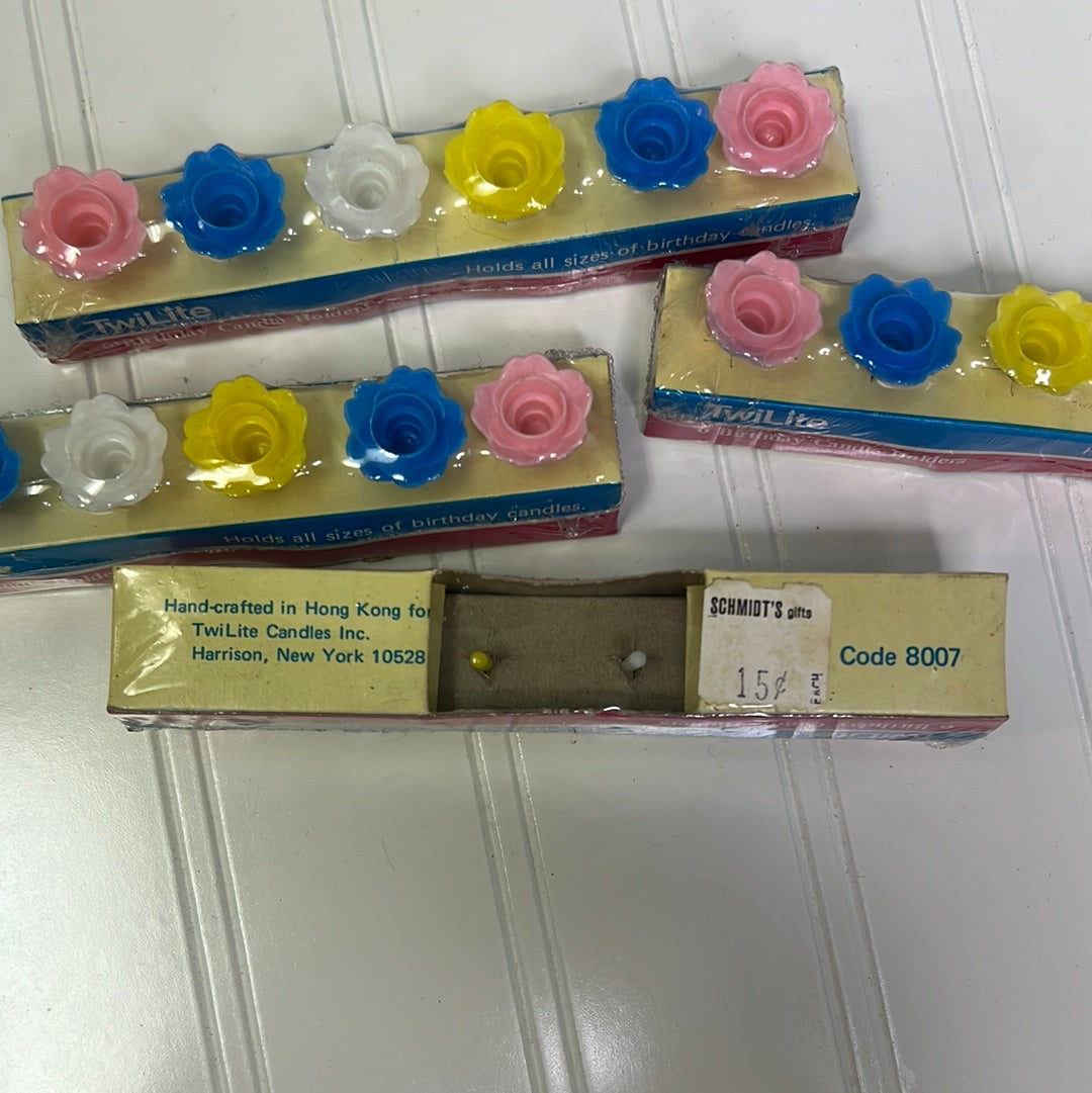 Vintage TwiLite New Old Stock flower birthday candle holders